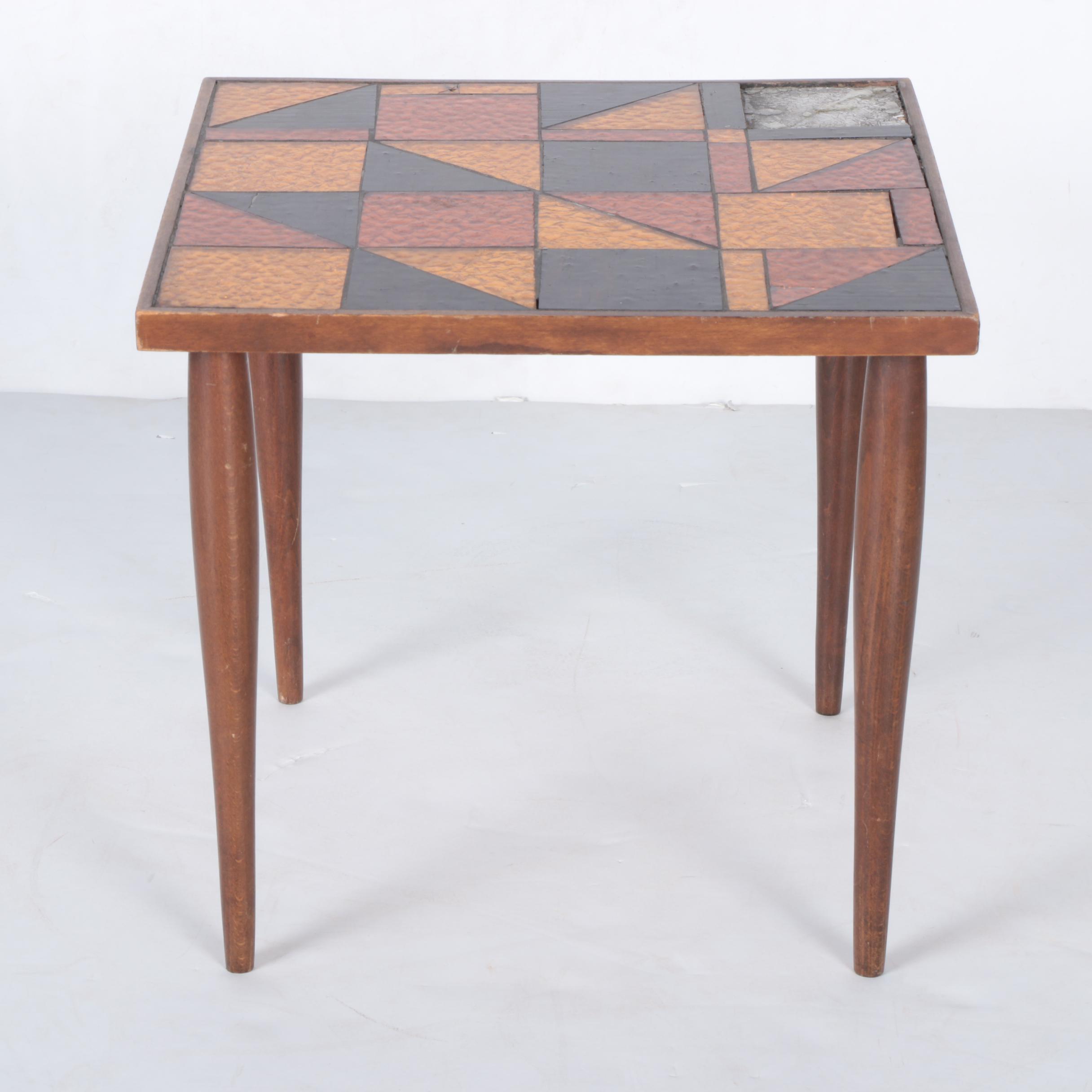 Mid Century Modern Stained Glass End Table EBTH
