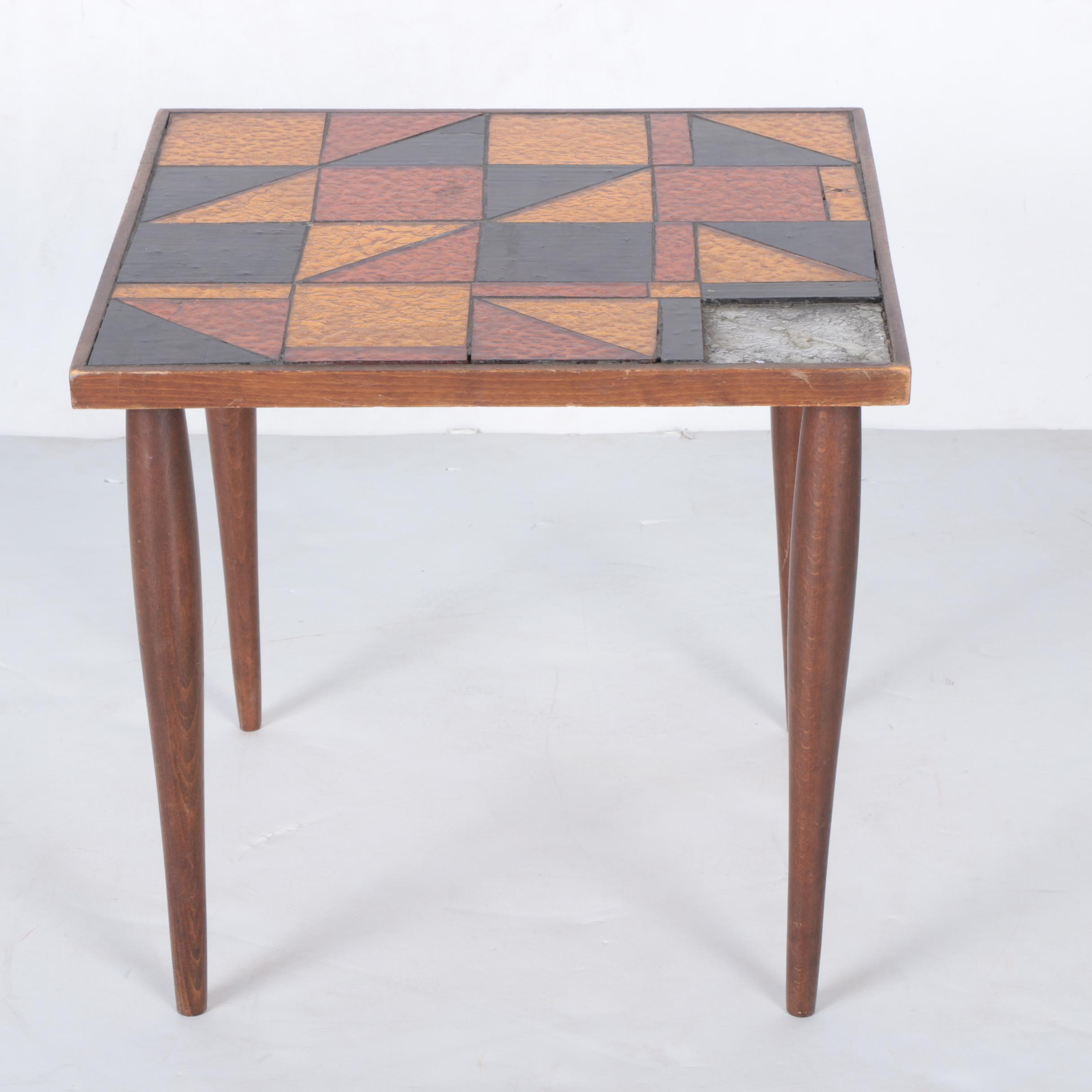 Mid Century Modern Stained Glass End Table EBTH