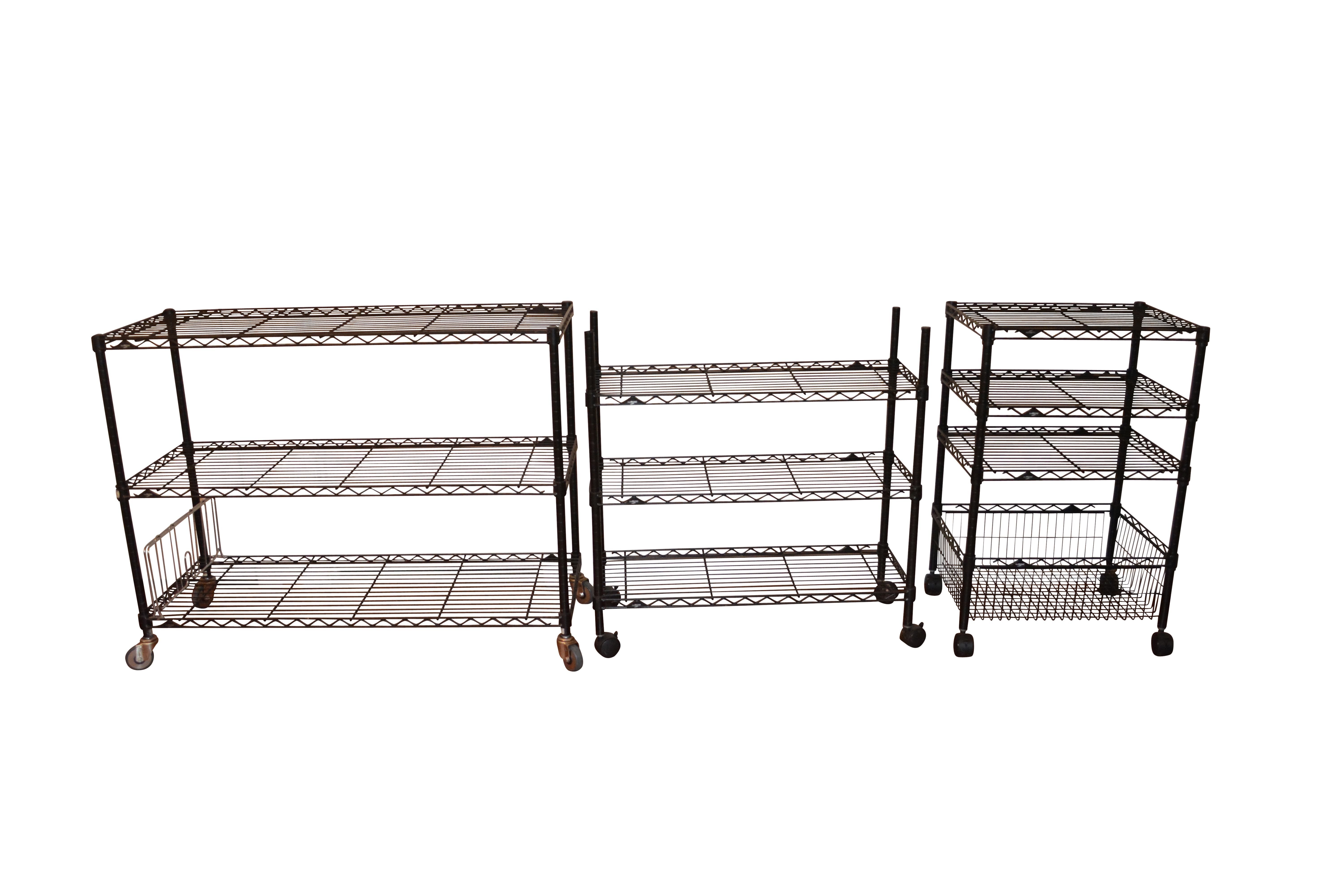 Three Black InterMetro Rolling Shelving and Cart EBTH