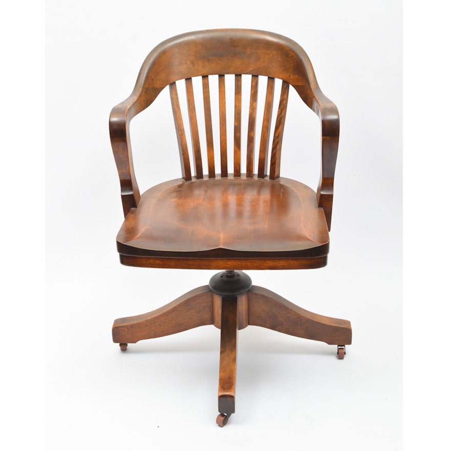 Vintage Wood Desk Chair . Office Star Deluxe Wood Bankers Desk Chair With Black Vinyl Padded Seat, Espresso.