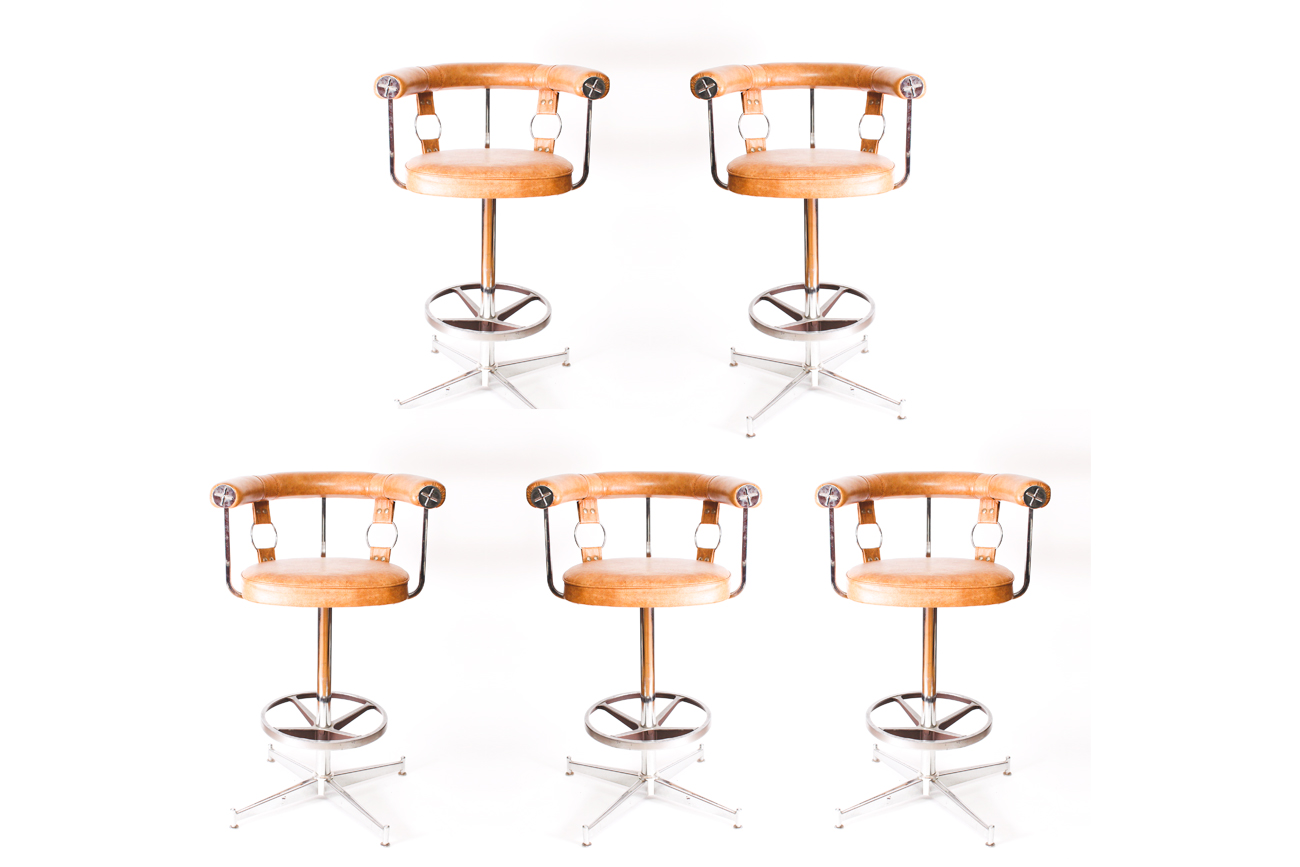 Vintage Mid Century Modern Swivel Bar Stools by Daystrom Furniture