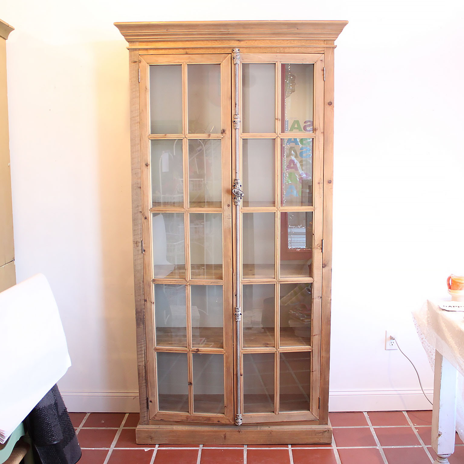Pine Display Cabinet with Glass Paned Doors | EBTH