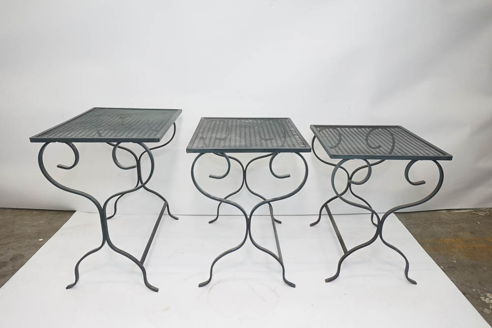 Nesting Wrought Iron Patio Side Tables EBTH
