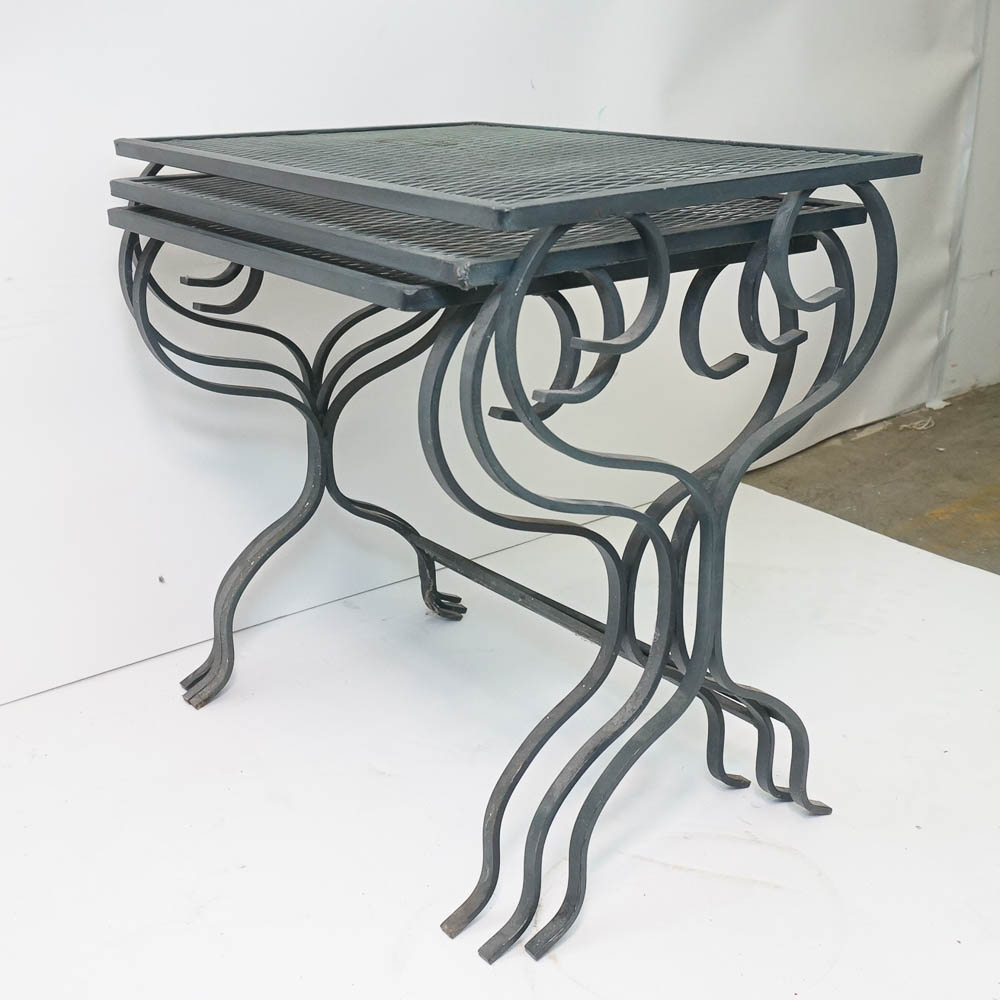 Nesting Wrought Iron Patio Side Tables EBTH