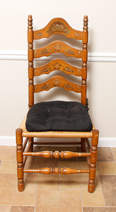 Colonial Style Oval Dining Table with Ladder-Back Chairs ...
