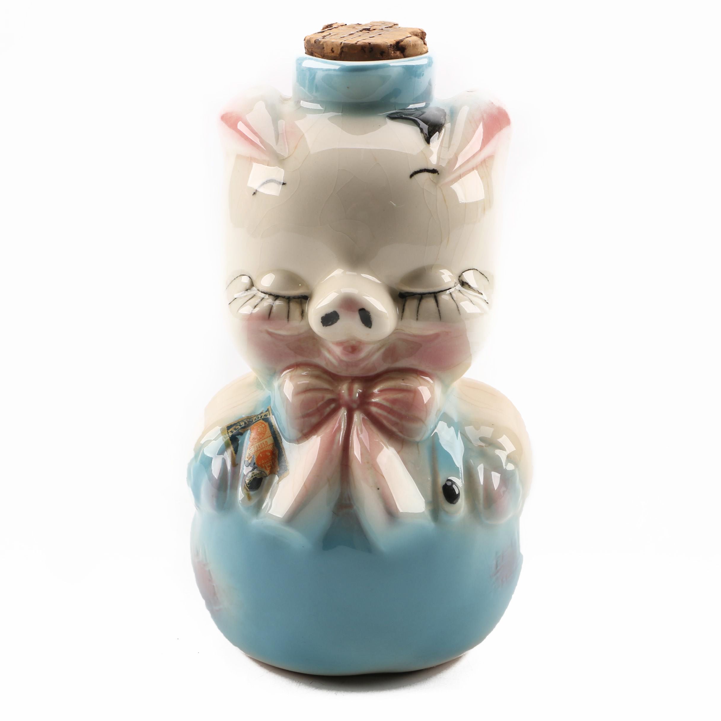 1940sEra Hull Pottery for Leeds Figural Pig Decanter Barnebys