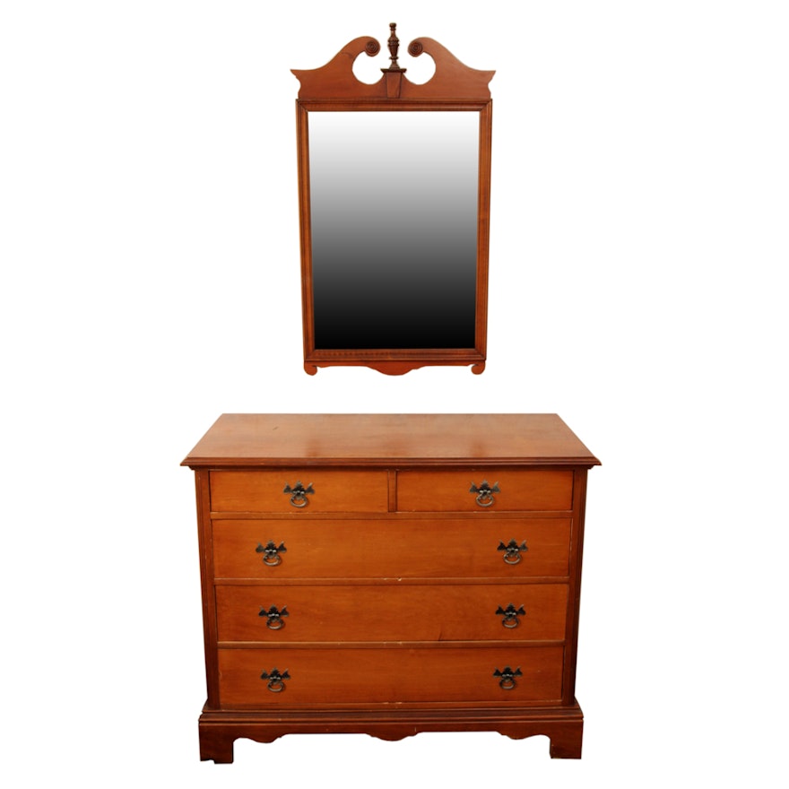 Vintage Colonial Style Chest Of Drawers And Mirror Ebth