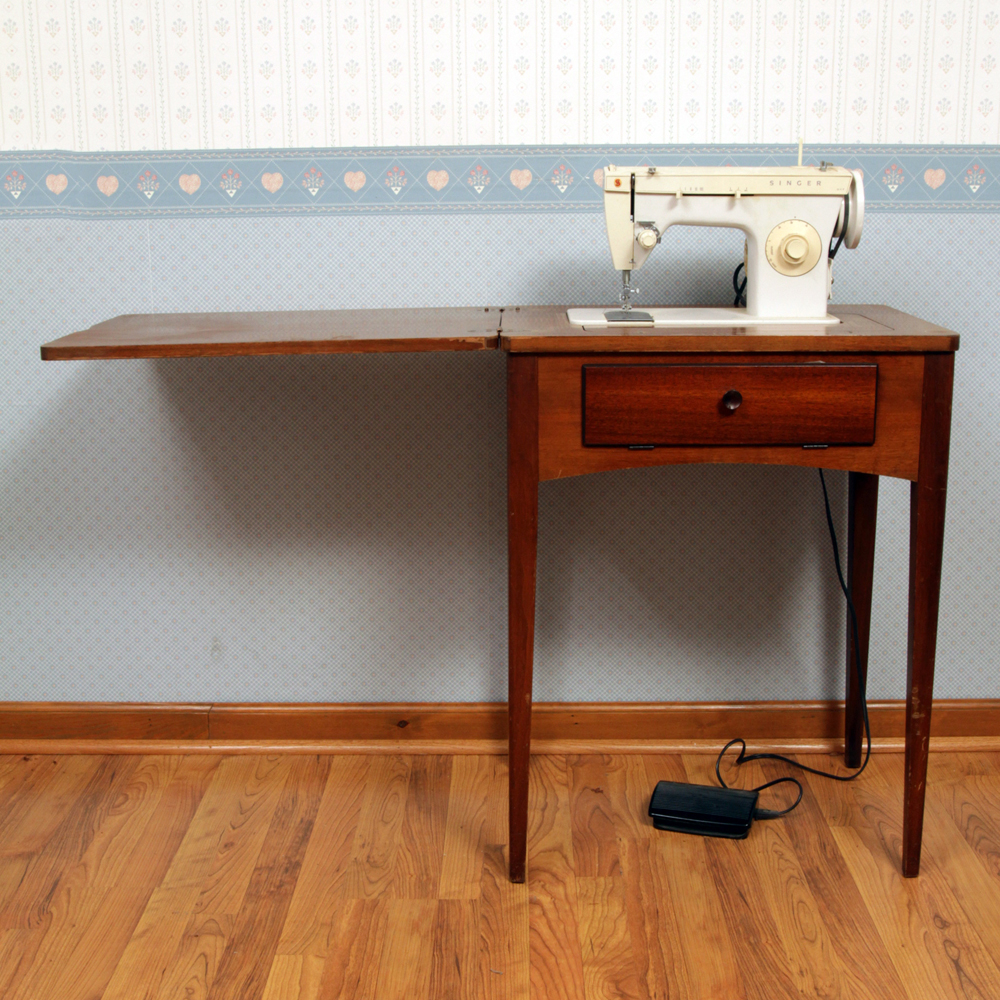 Singer Sewing Machine And Cabinet Ebth
