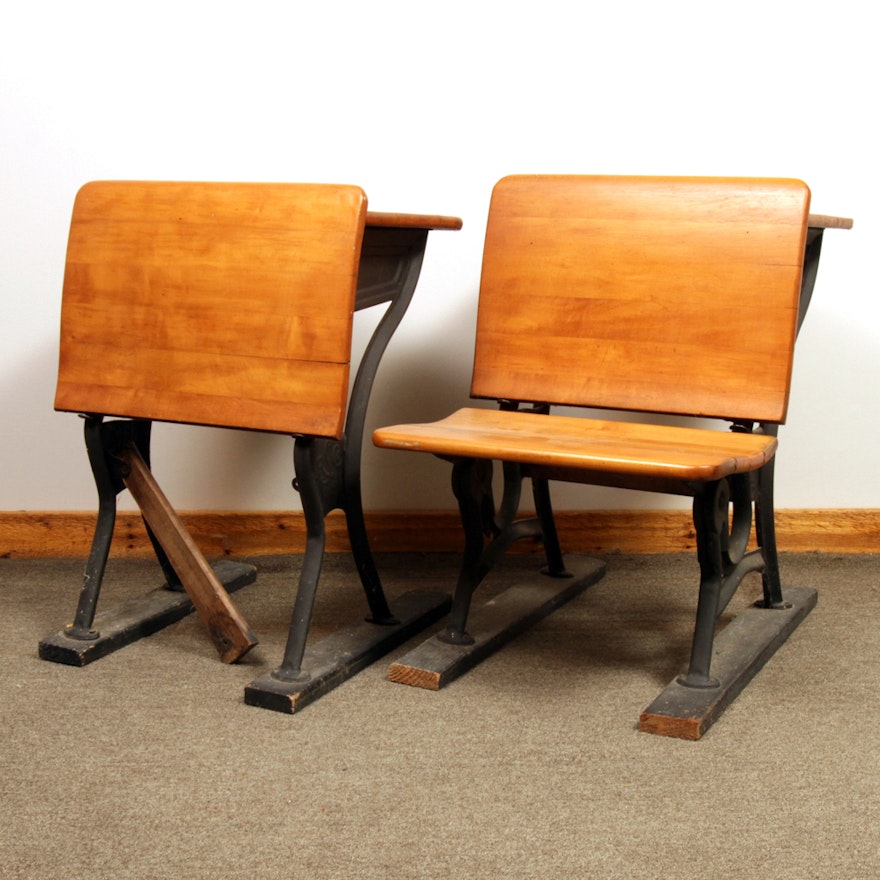 Antique School Desk By The American Seating Company Ebth