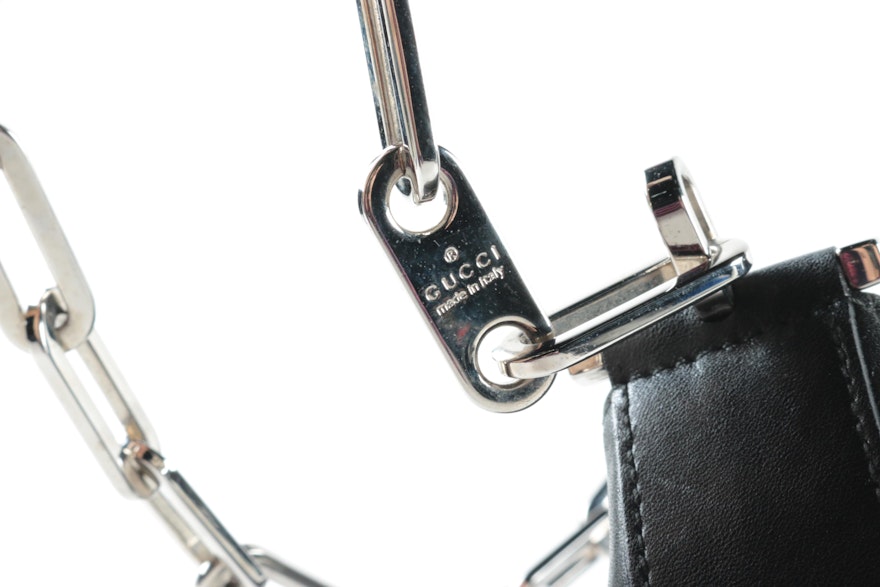 Gucci Black Leather Silver Tone Chain Shoulder Bag | EBTH
