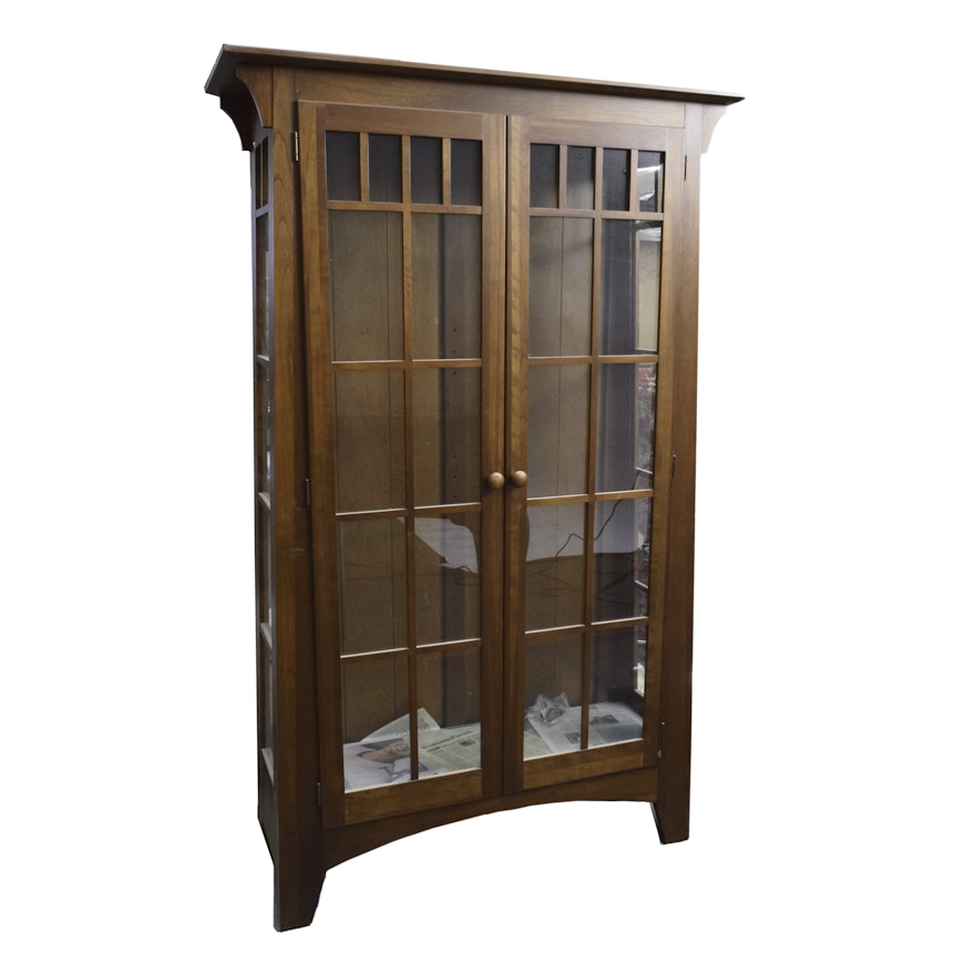 Ethan Allen Mission Style Cherry Display Cabinet Ebth