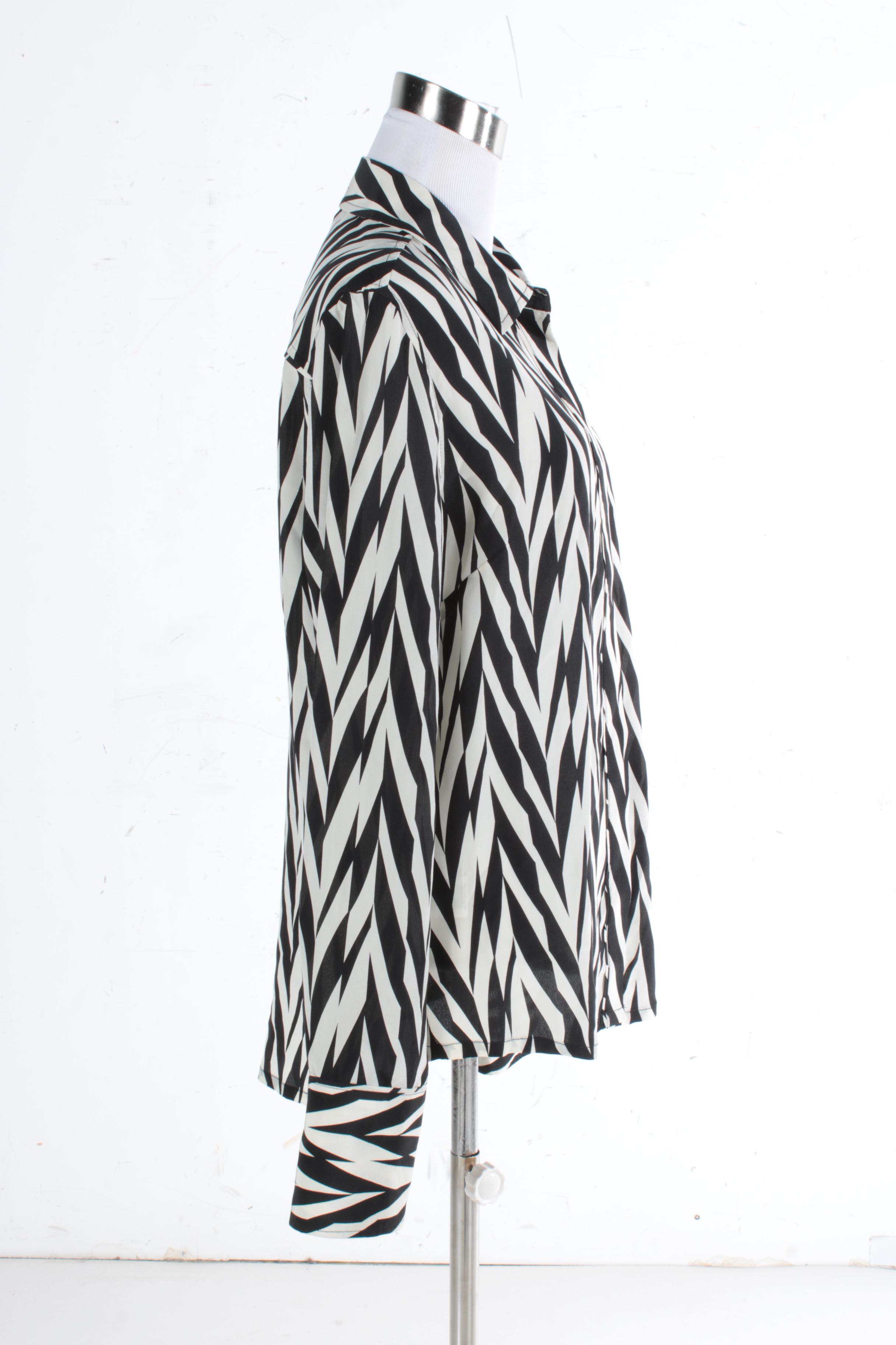 Winter Kate Black and White Silk Top EBTH