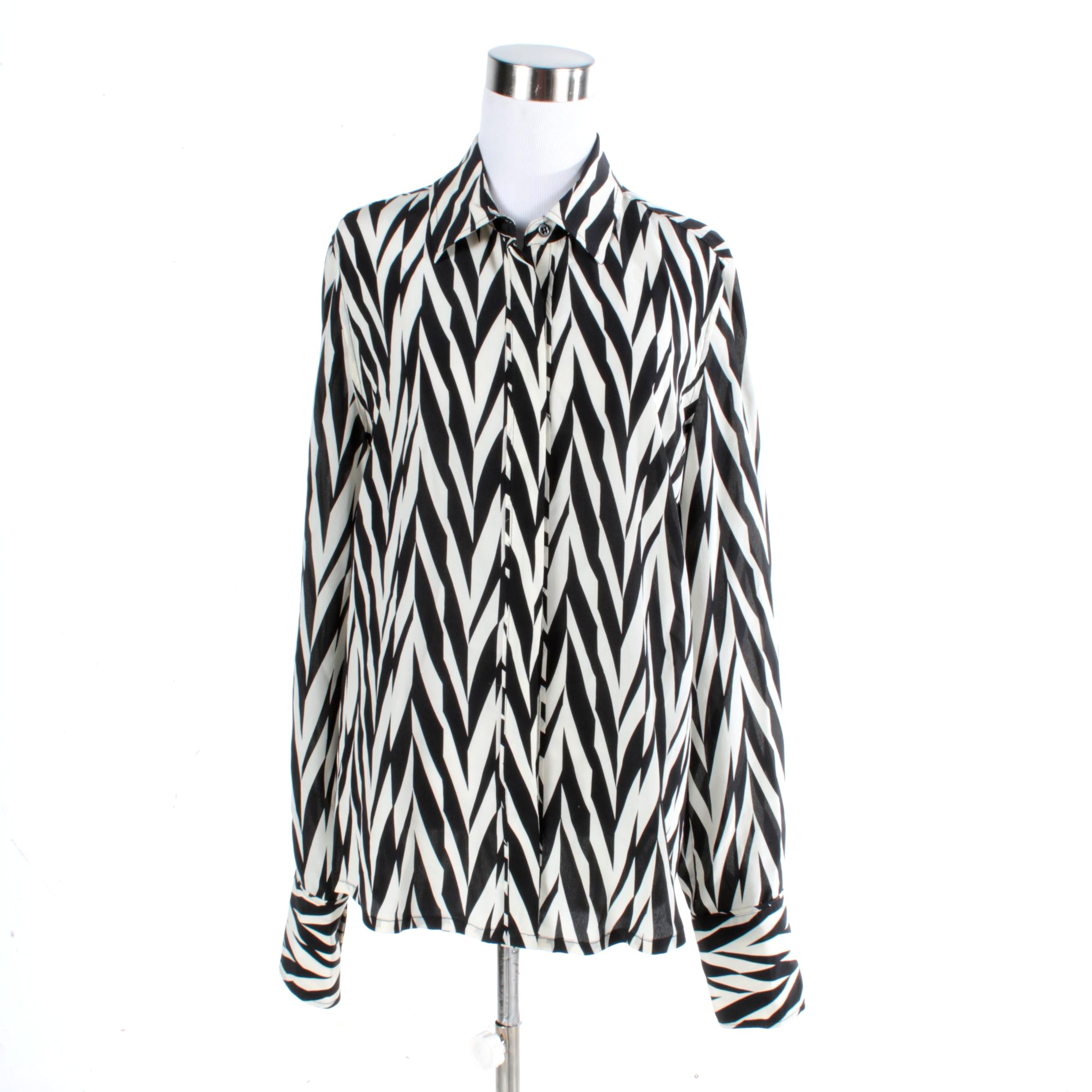 Winter Kate Black and White Silk Top EBTH