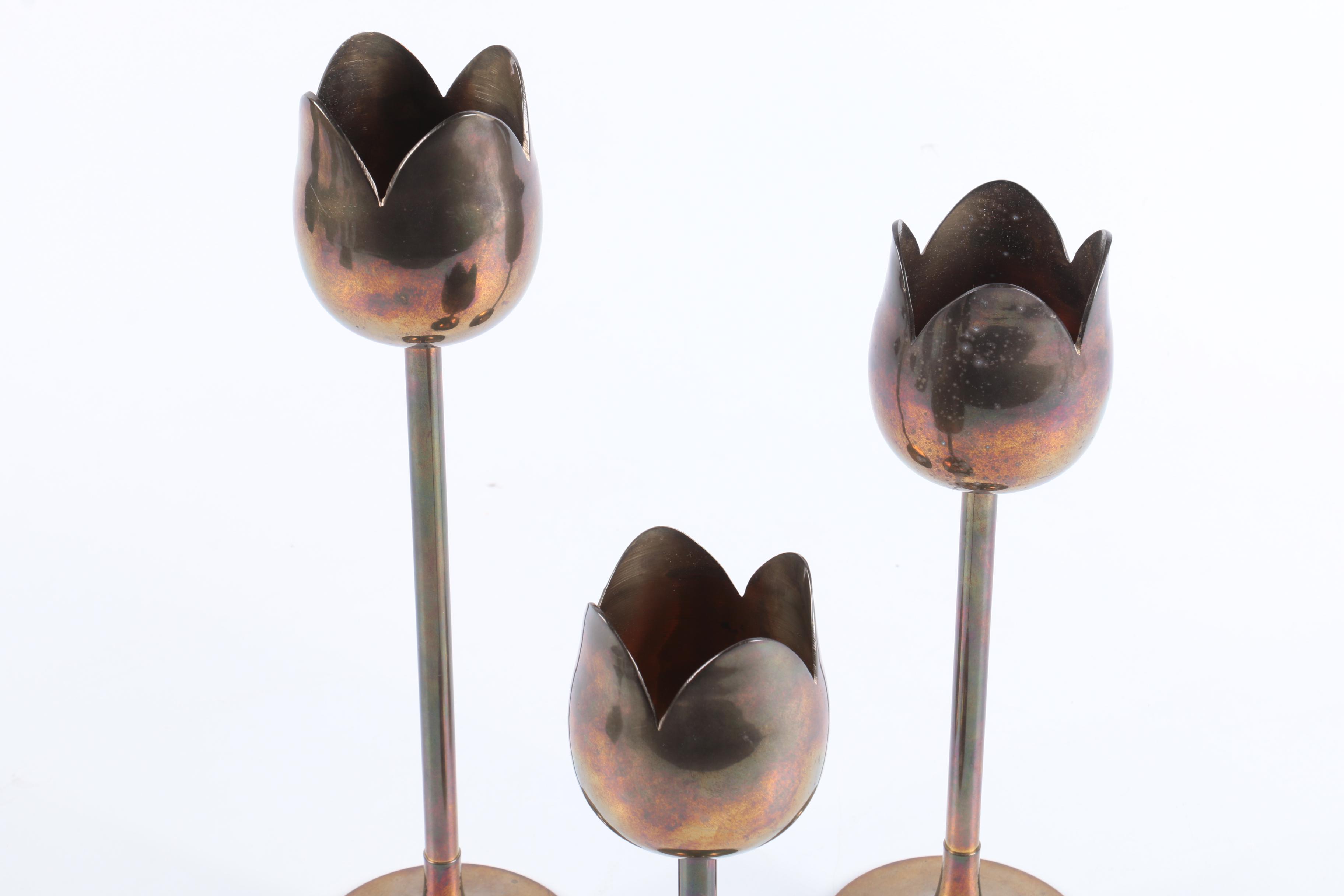 Vintage Brass Tulip Candle Holders EBTH