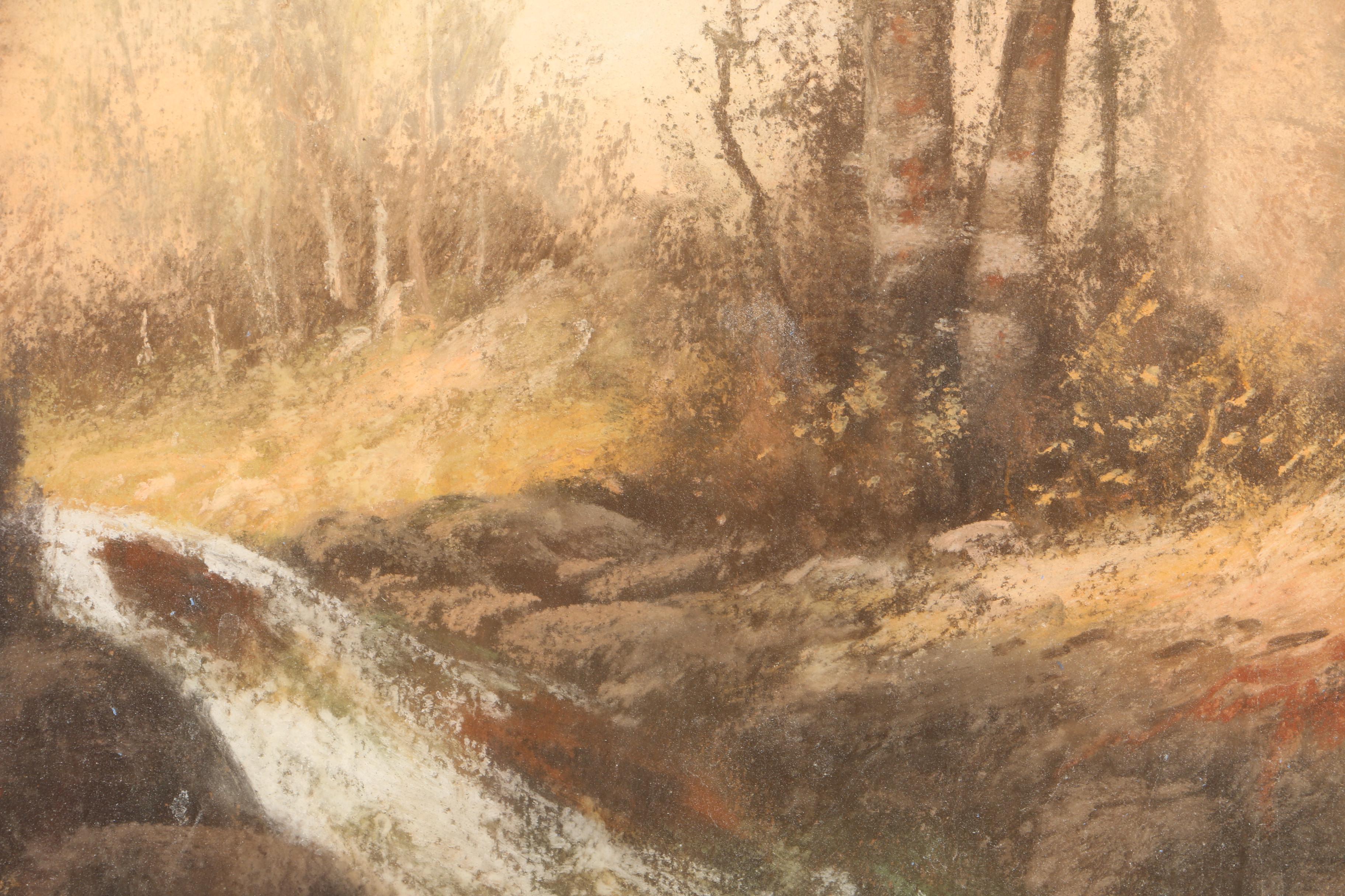 William Henry Chandler Pastel Drawing of a Forest Landscape EBTH