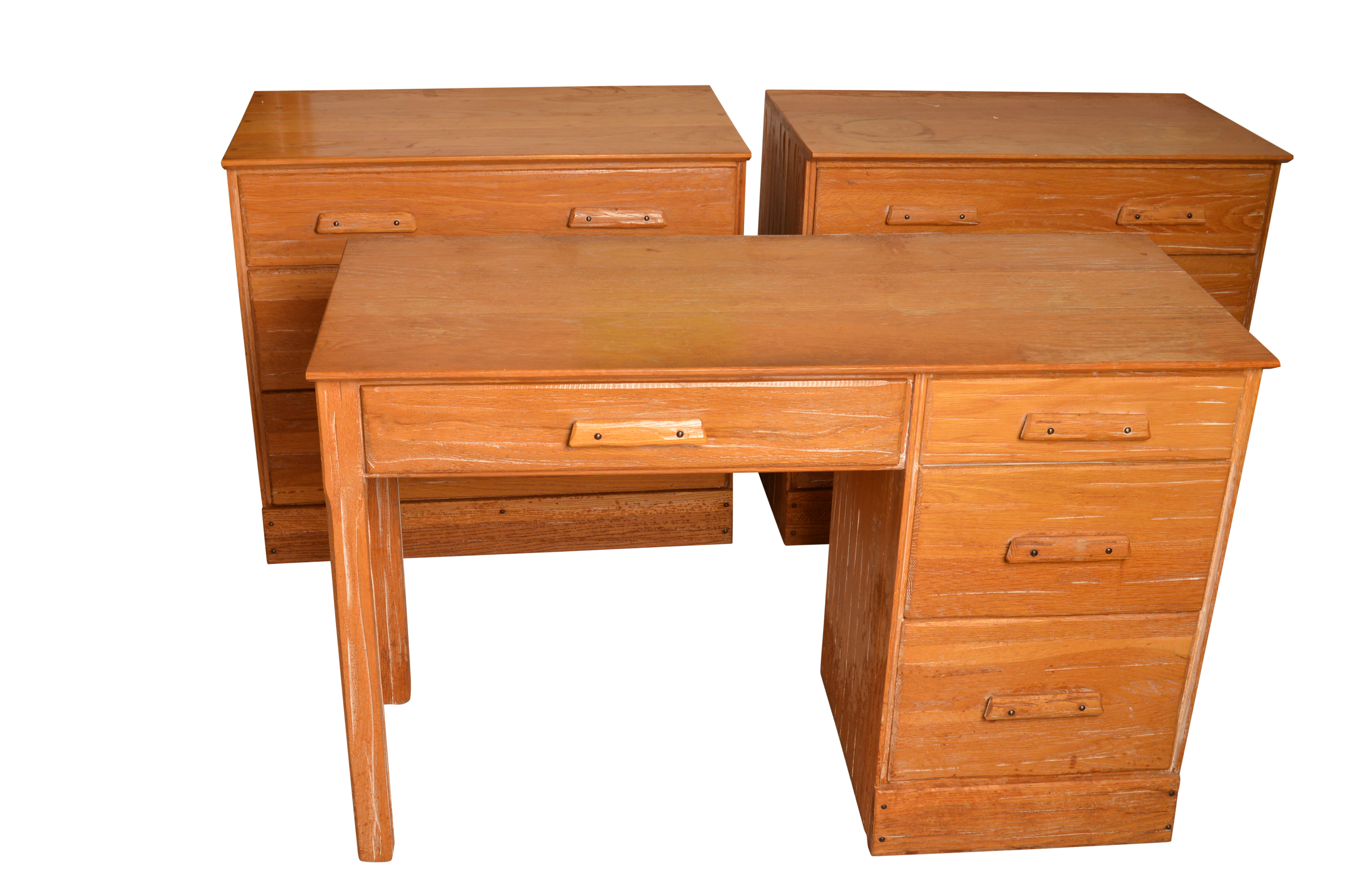 Pedestal Desk And Small Chest Of Drawers Pair By Ranch Oak Ebth