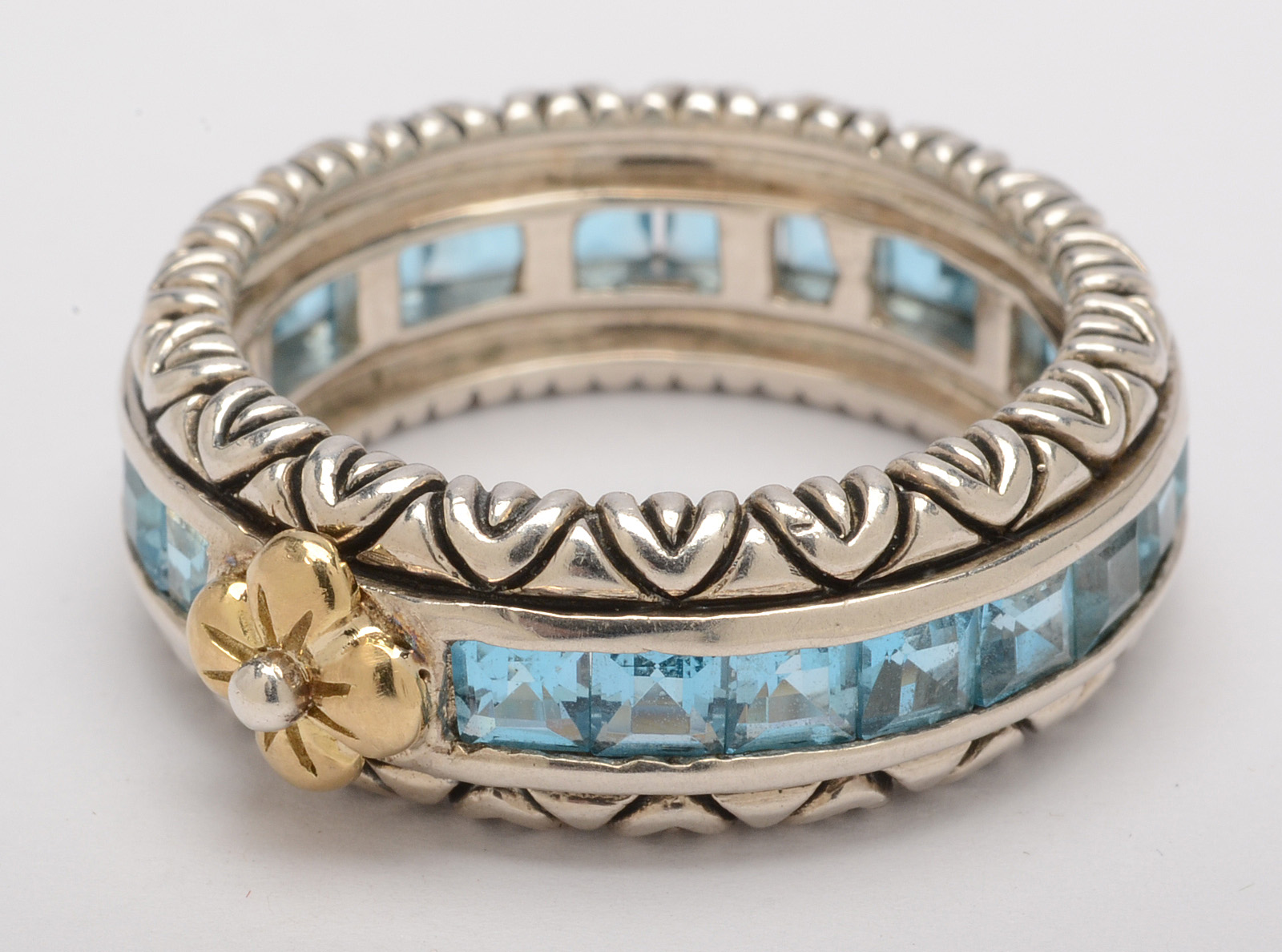 Barbara Bixby Sterling Silver and 18K Gold 3.45 Carat Blue ...