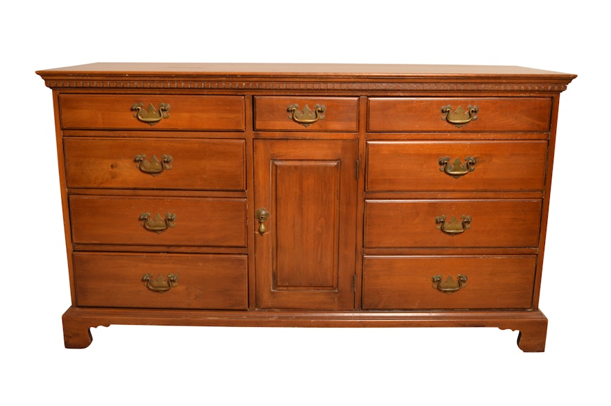 Vintage American Colonial Style Walnut Dresser By Davis Cabinet