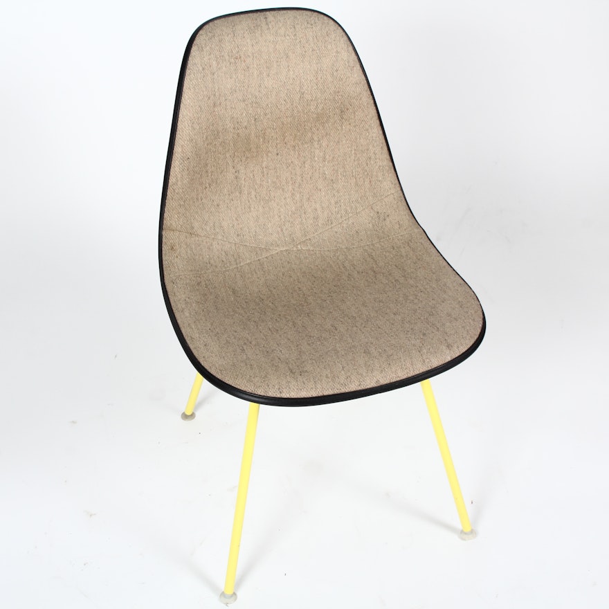 Vintage Eames Oatmeal and Yellow Side Chair by Herman Miller