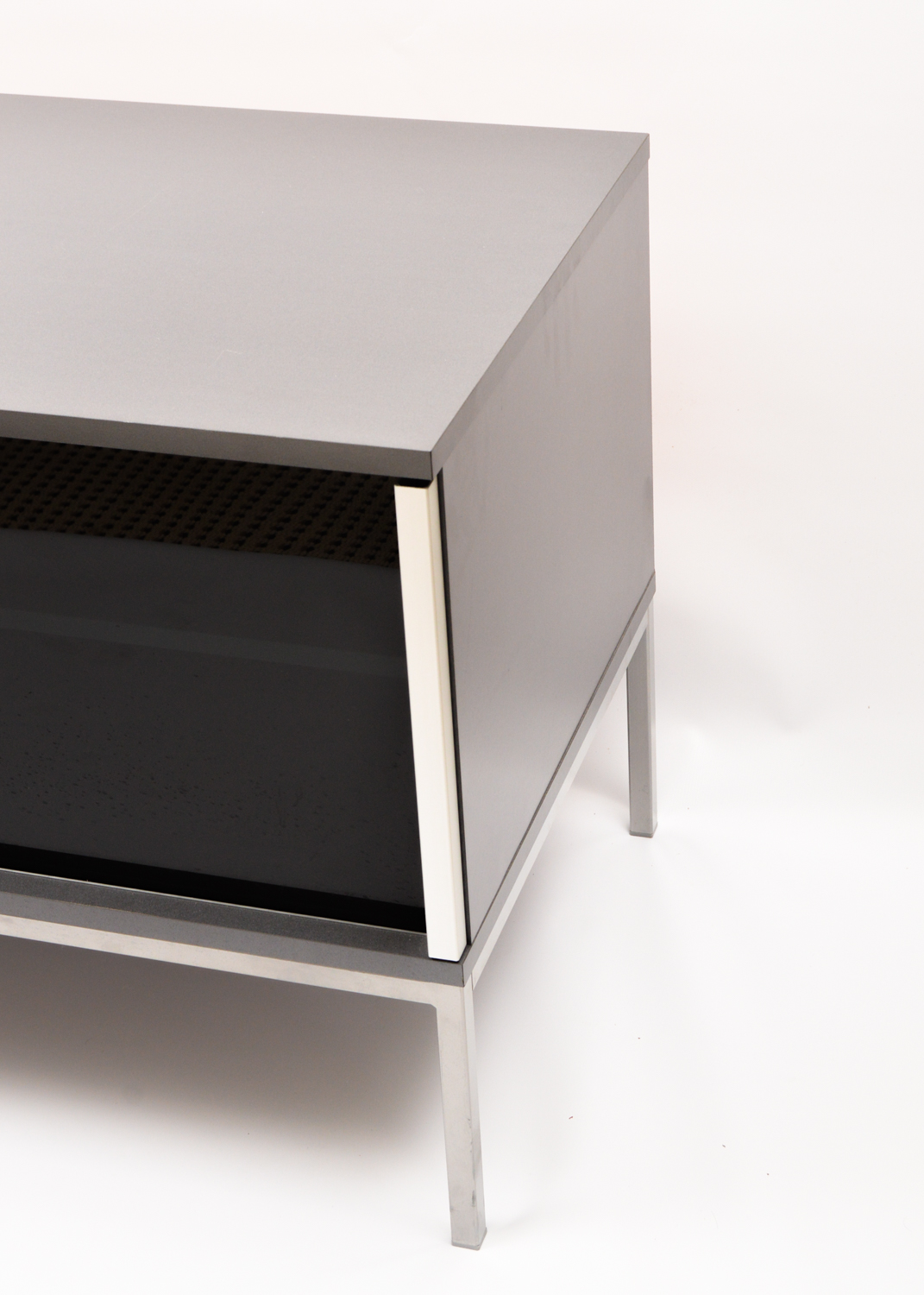 Gray Laminate and Tinted Glass Television Stand EBTH