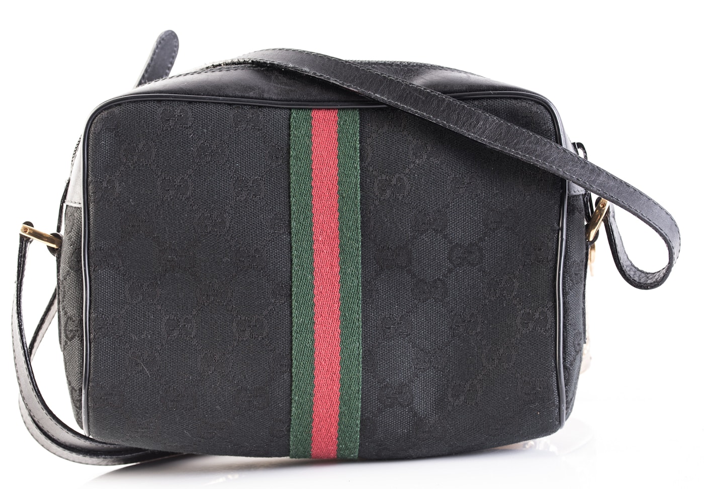 Vintage Gucci Accessory Collection Black Canvas and Leather Crossbody Bag | EBTH