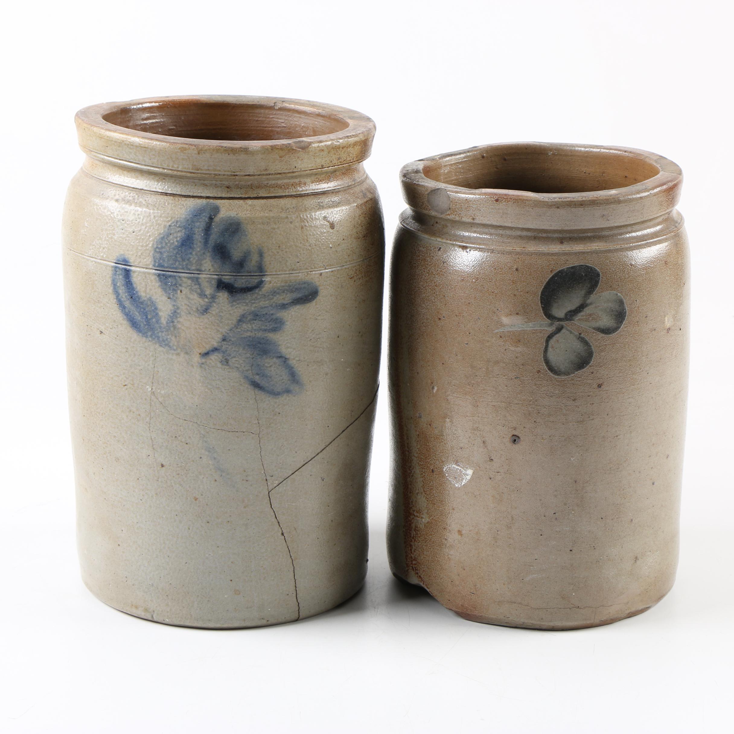 Antique Salt Glazed Stoneware Crocks : EBTH