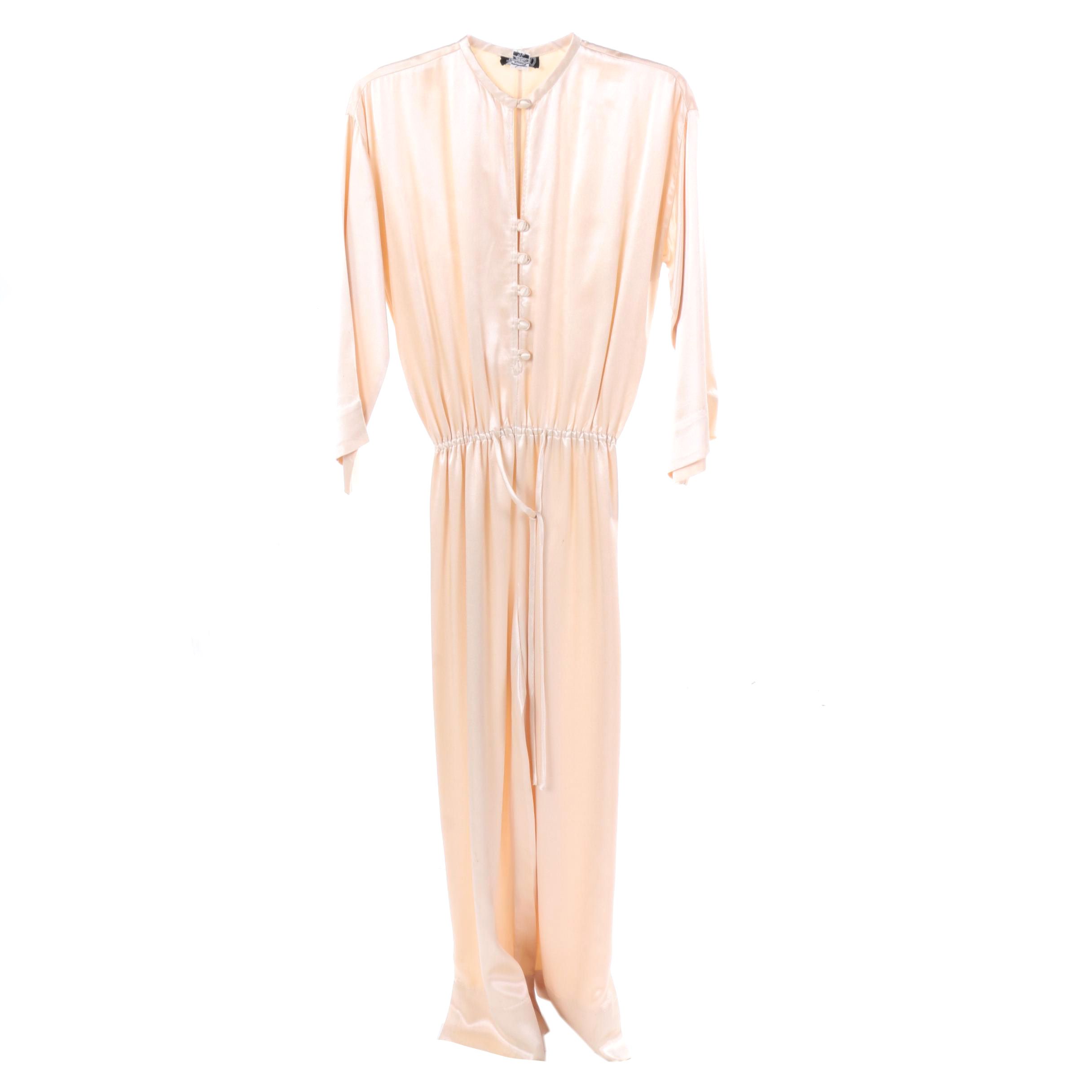 cream silk jumpsuit