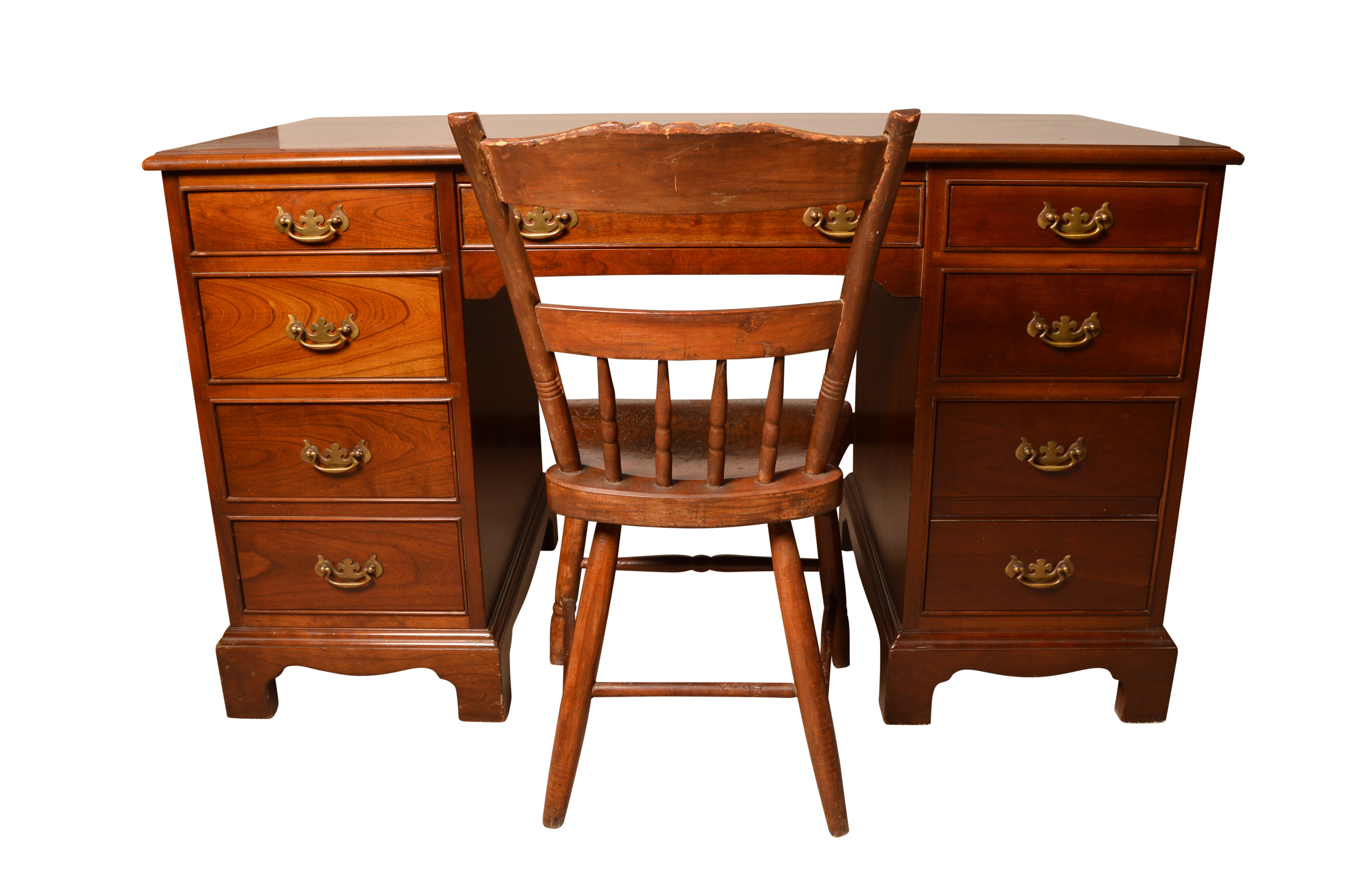 Cherry Desk By Stickley With Antique Chair Ebth