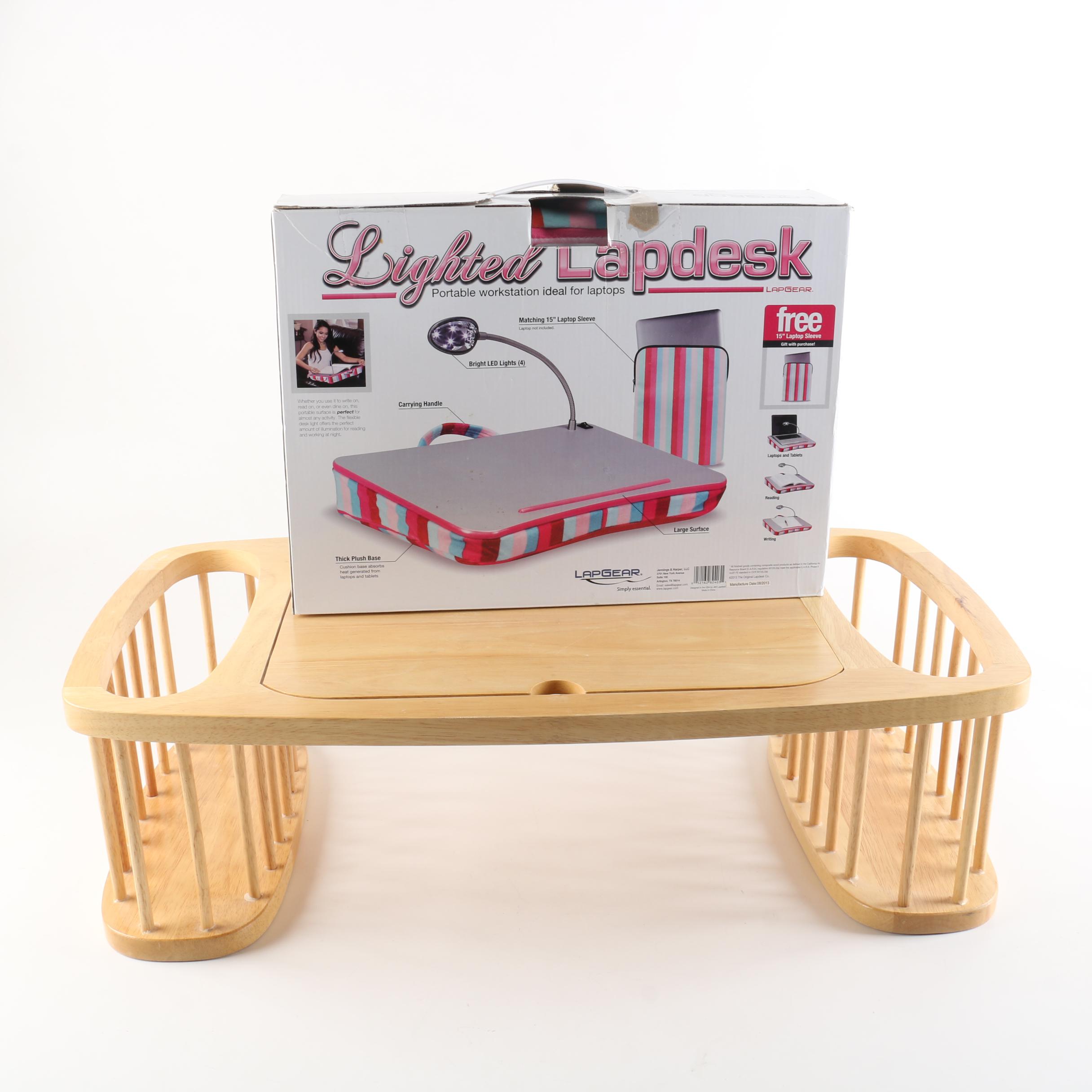 Lighted Lapdesk And Wooden Breakfast Bed Tray Ebth