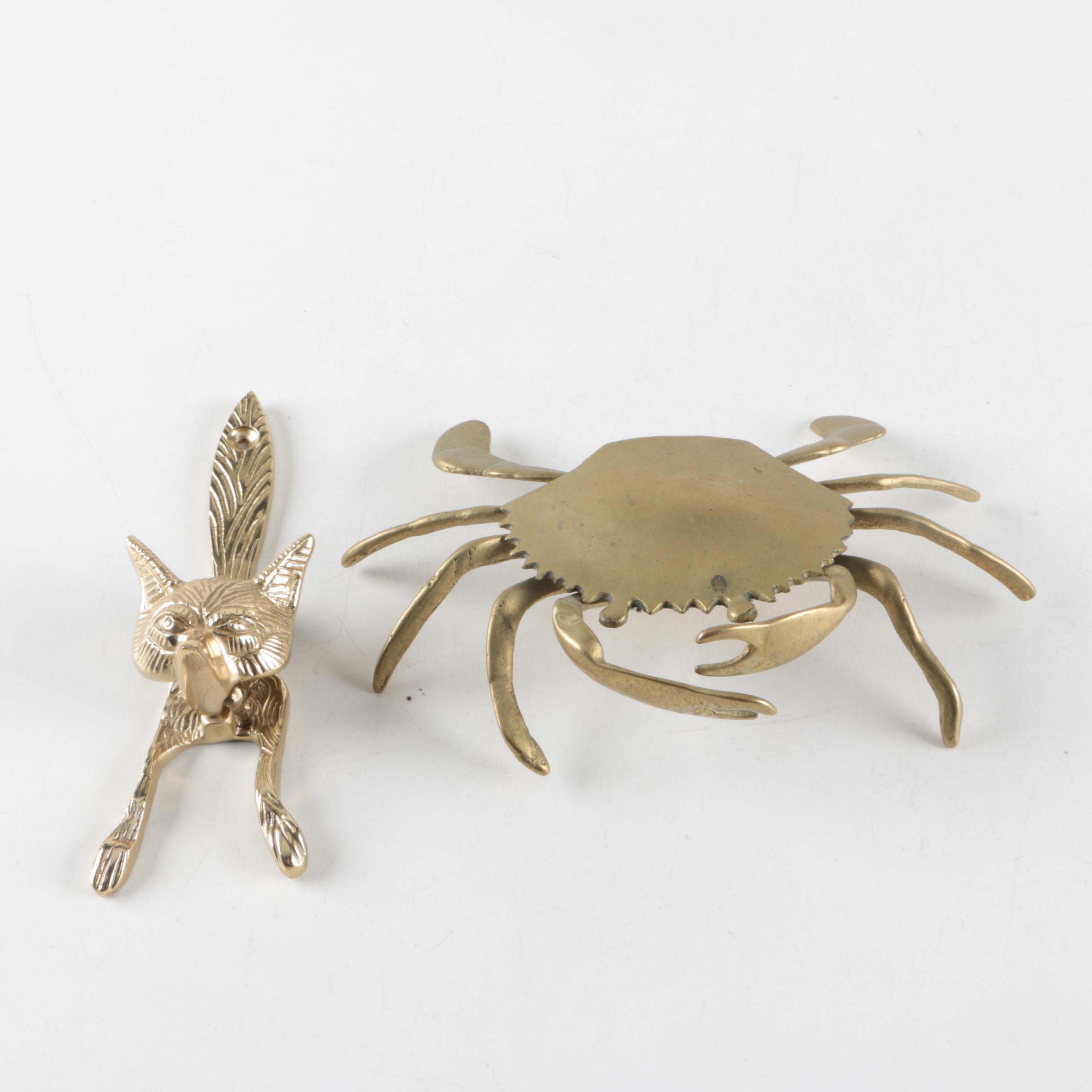 Cast Brass Crab And Fox Door Knockers Ebth