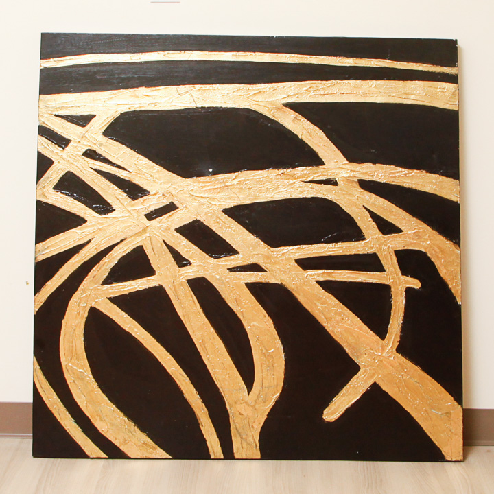 Abstract Black And Gold Tone Painting On Canvas Ebth