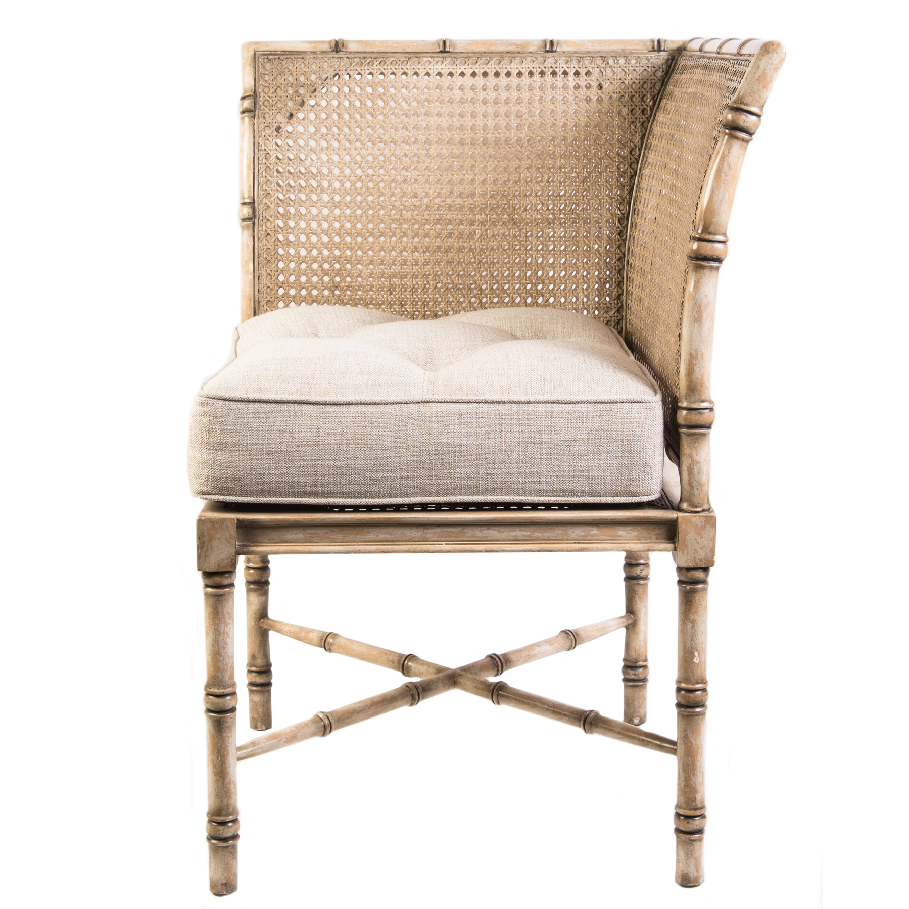 Bamboo And Caned Accent Corner Chair Ebth