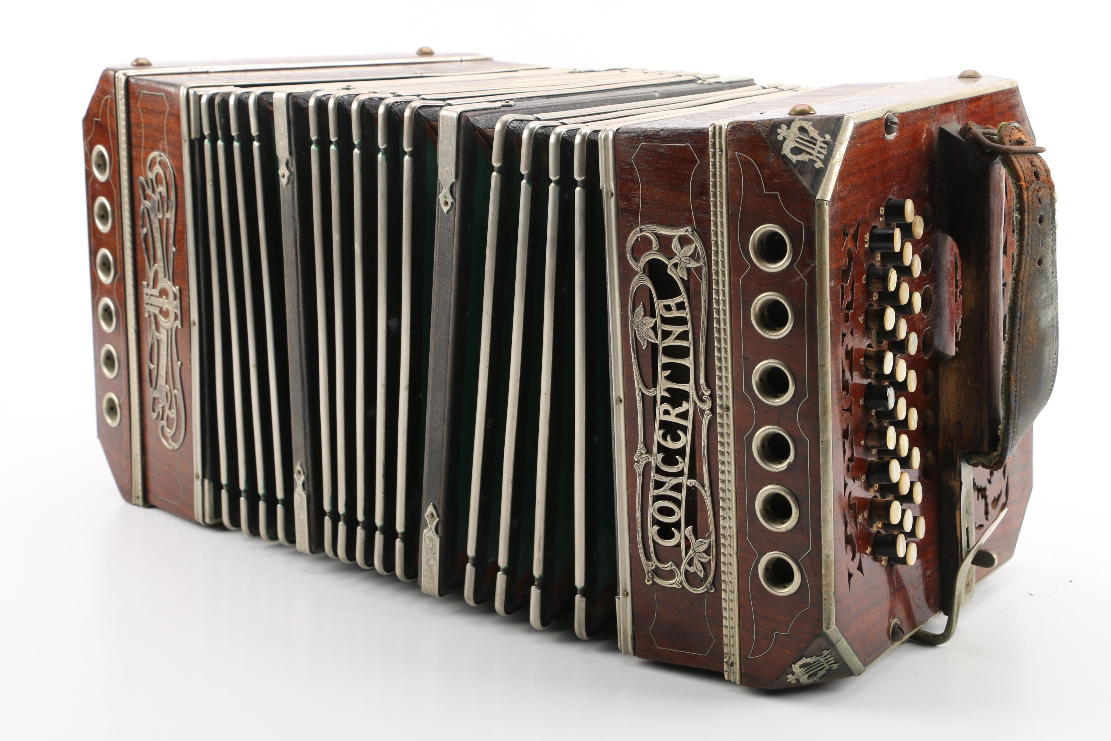 Antique F. Lange Chemnitzer Concertina with Case EBTH