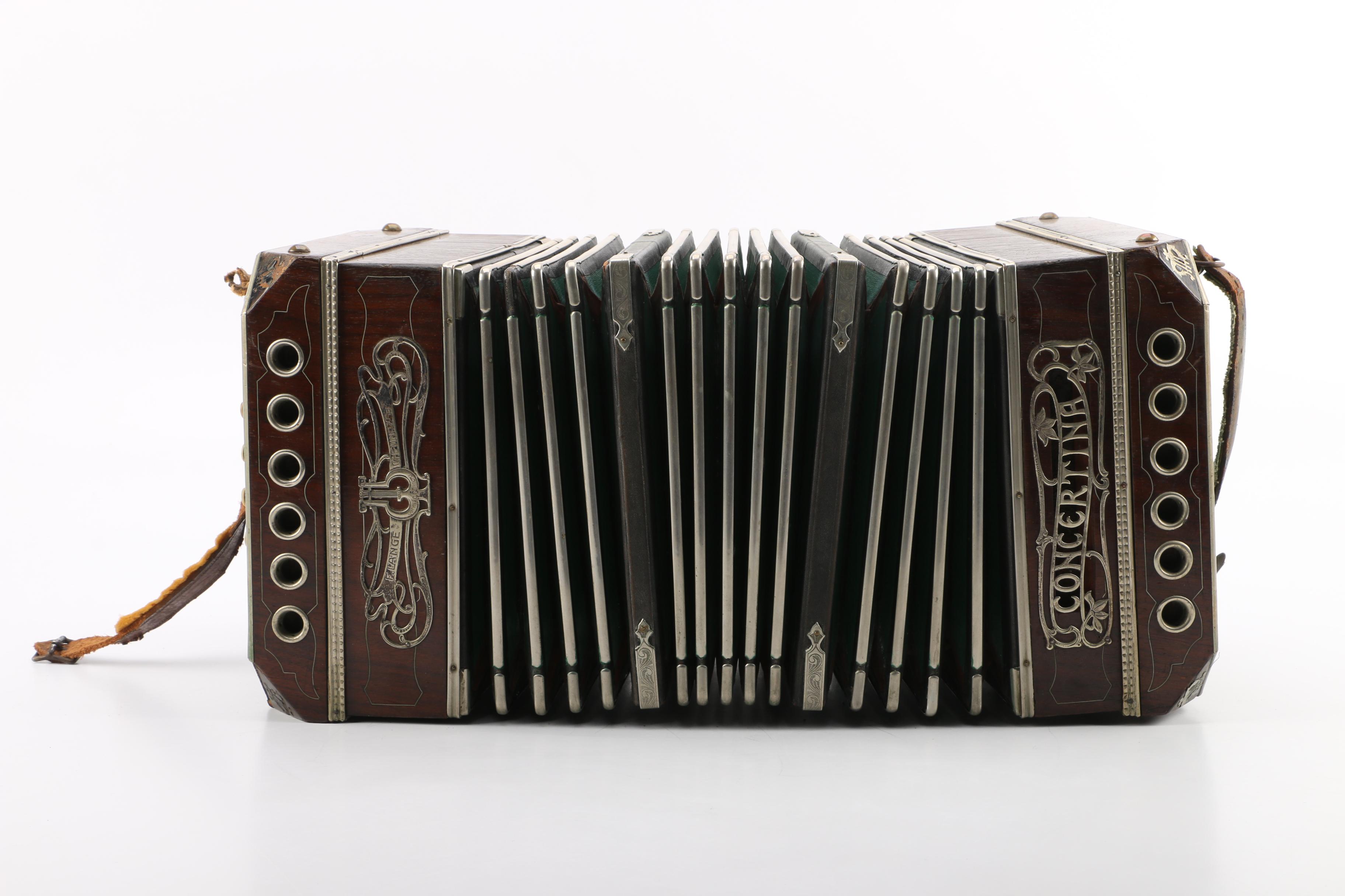 Antique F. Lange Chemnitzer Concertina with Case EBTH
