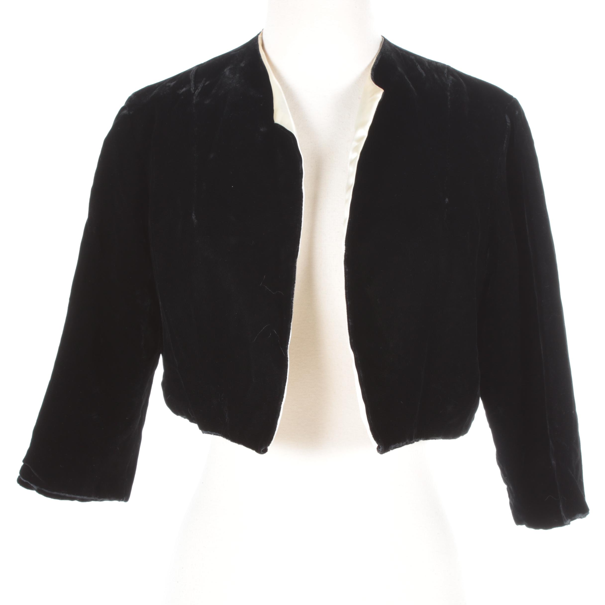 Women's Vintage Black Velvet Bolero Jacket EBTH