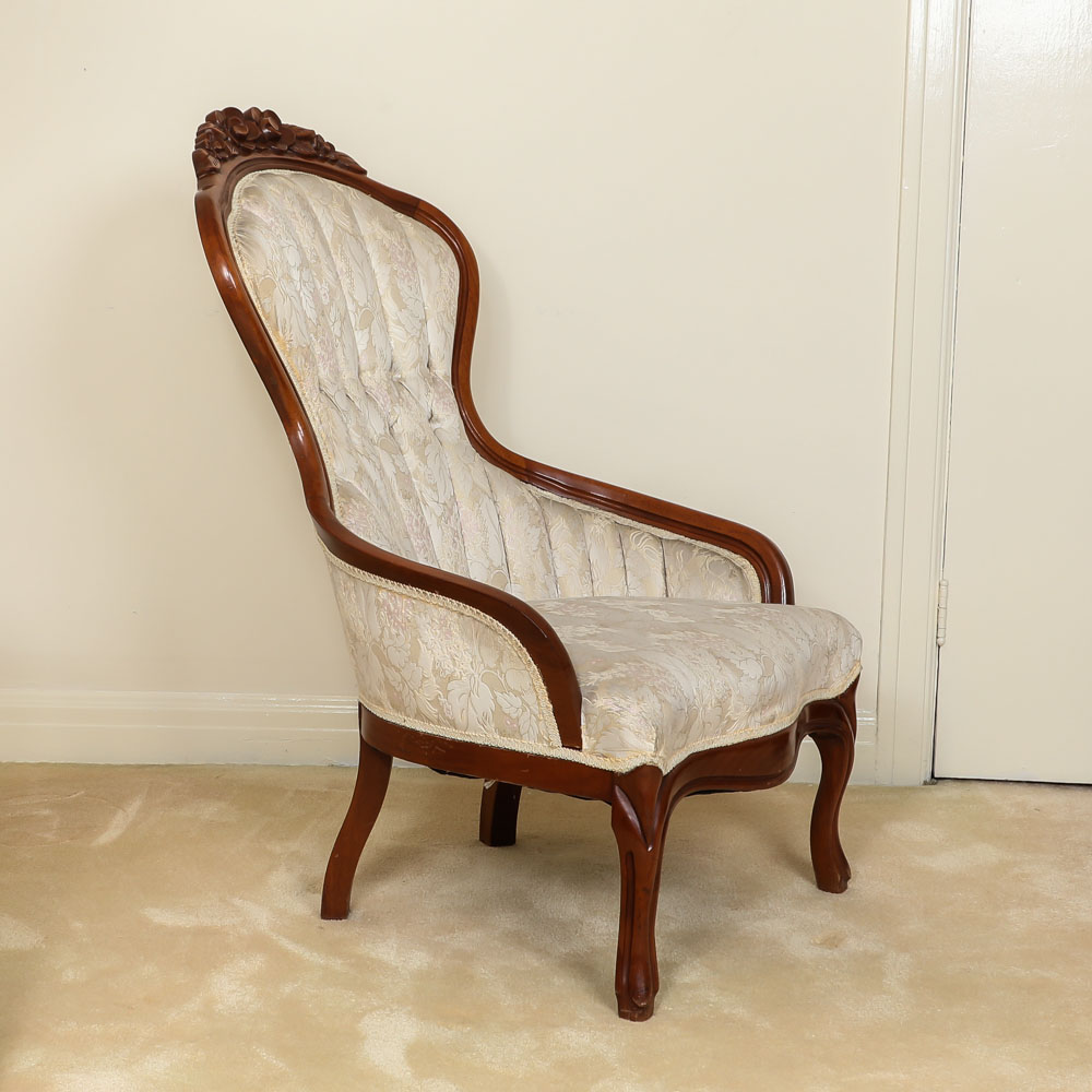 Antique Upholstered and Carved Victorian Parlor Chair EBTH