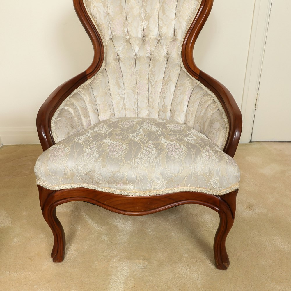 Antique Upholstered and Carved Victorian Parlor Chair | EBTH