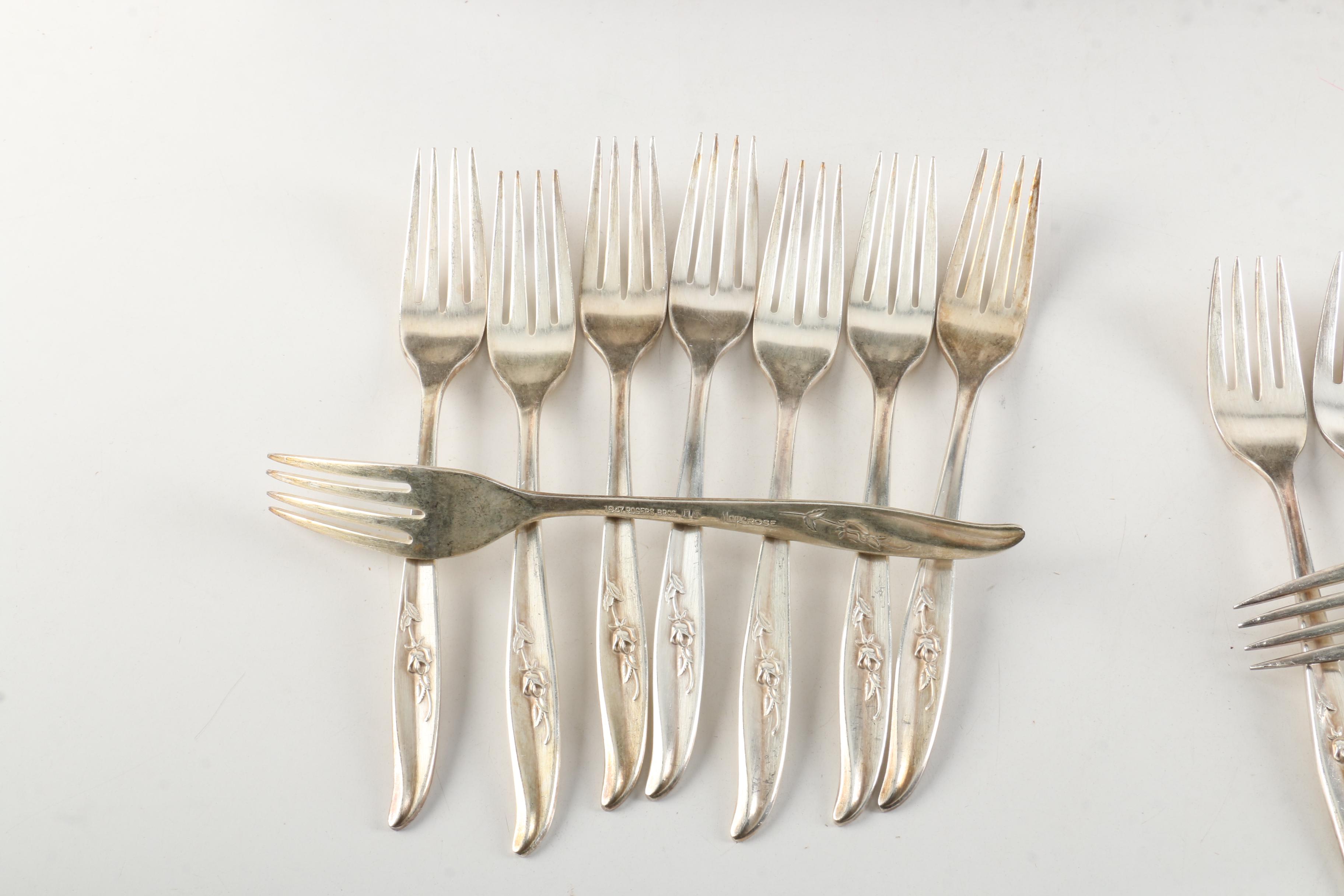 Vintage 1847 Rogers Bros "Magic Rose" Silver Plate Flatware EBTH