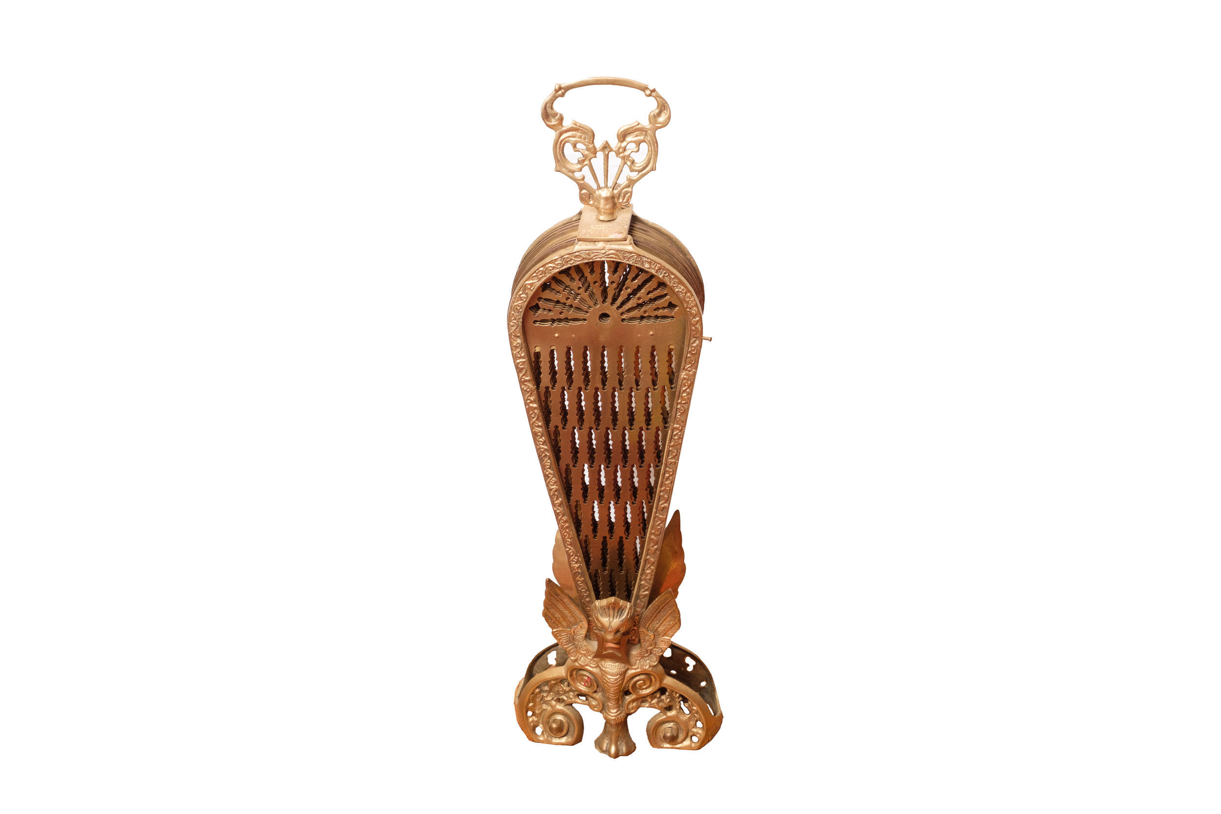 Vintage Brass Peacock Folding Fan Shaped Fireplace Screen Ebth