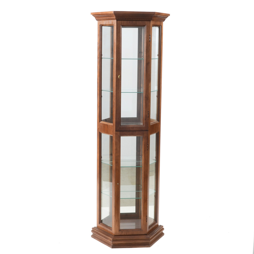 Glass And Wooden Curio Cabinet Ebth
