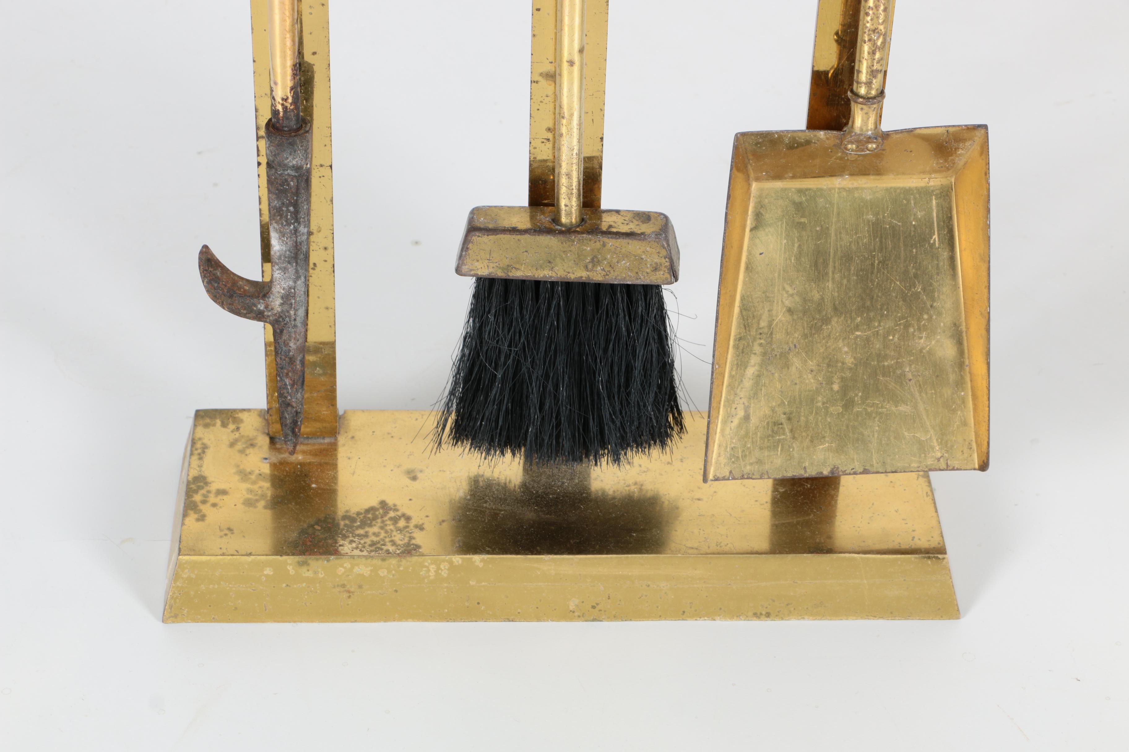 Modern Brass Fireplace Tools with Wooden Handles EBTH