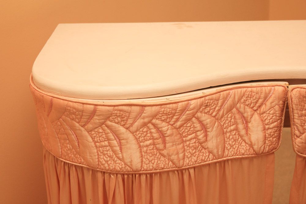 Pink Satin Skirted Vanity Table EBTH