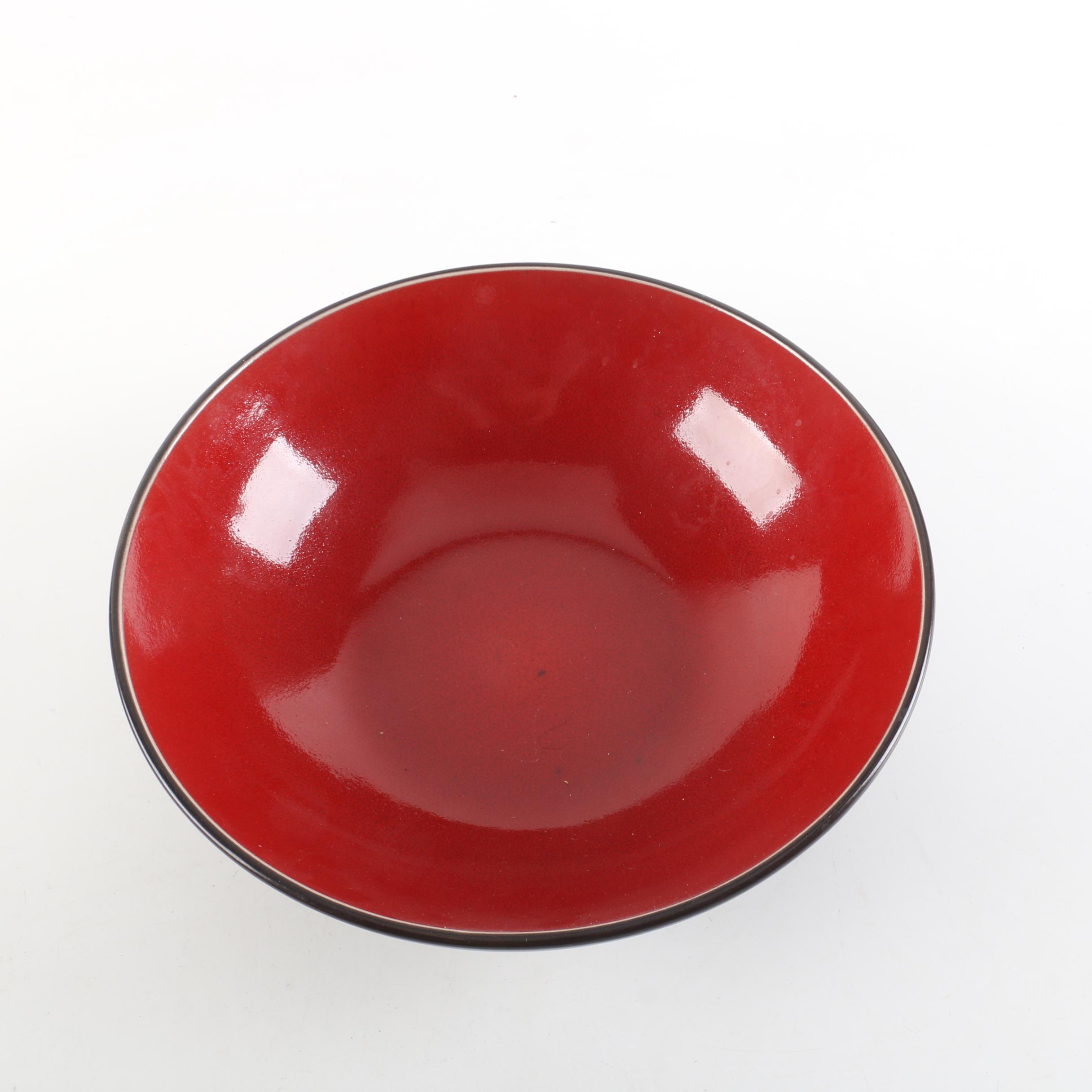 Pier One "Red Reactive" Stoneware Serving Bowl EBTH