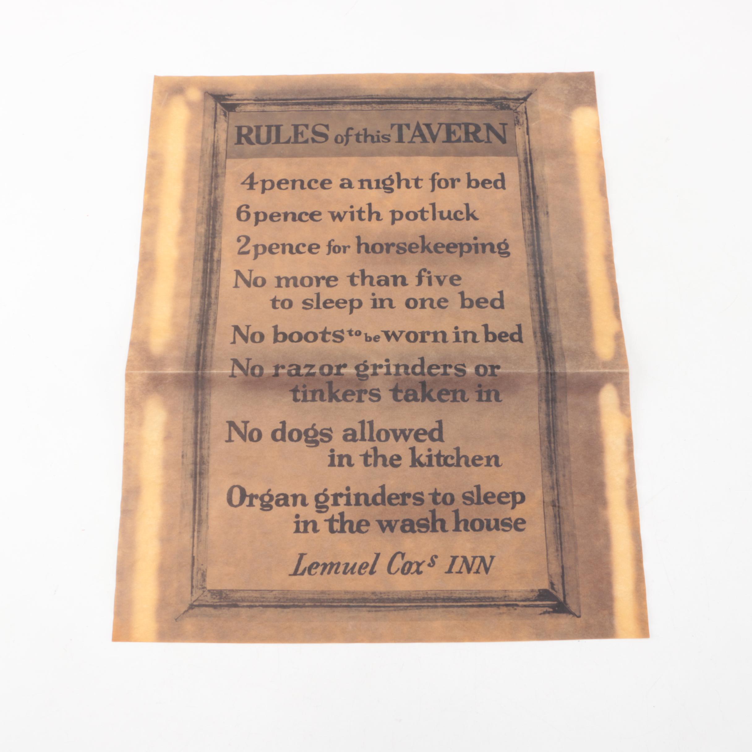 1953-pavillon-dauphine-paris-france-menu-and-tavern-rules-poster-ebth