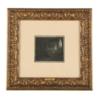 Rembrandt van Rijn Restrike Etching and Drypoint "St. Jerome in a Dark Chamber" Rembrandt van Rijn Restrike Etching and Drypoint "St. Jerome in a Dark Chamber"
