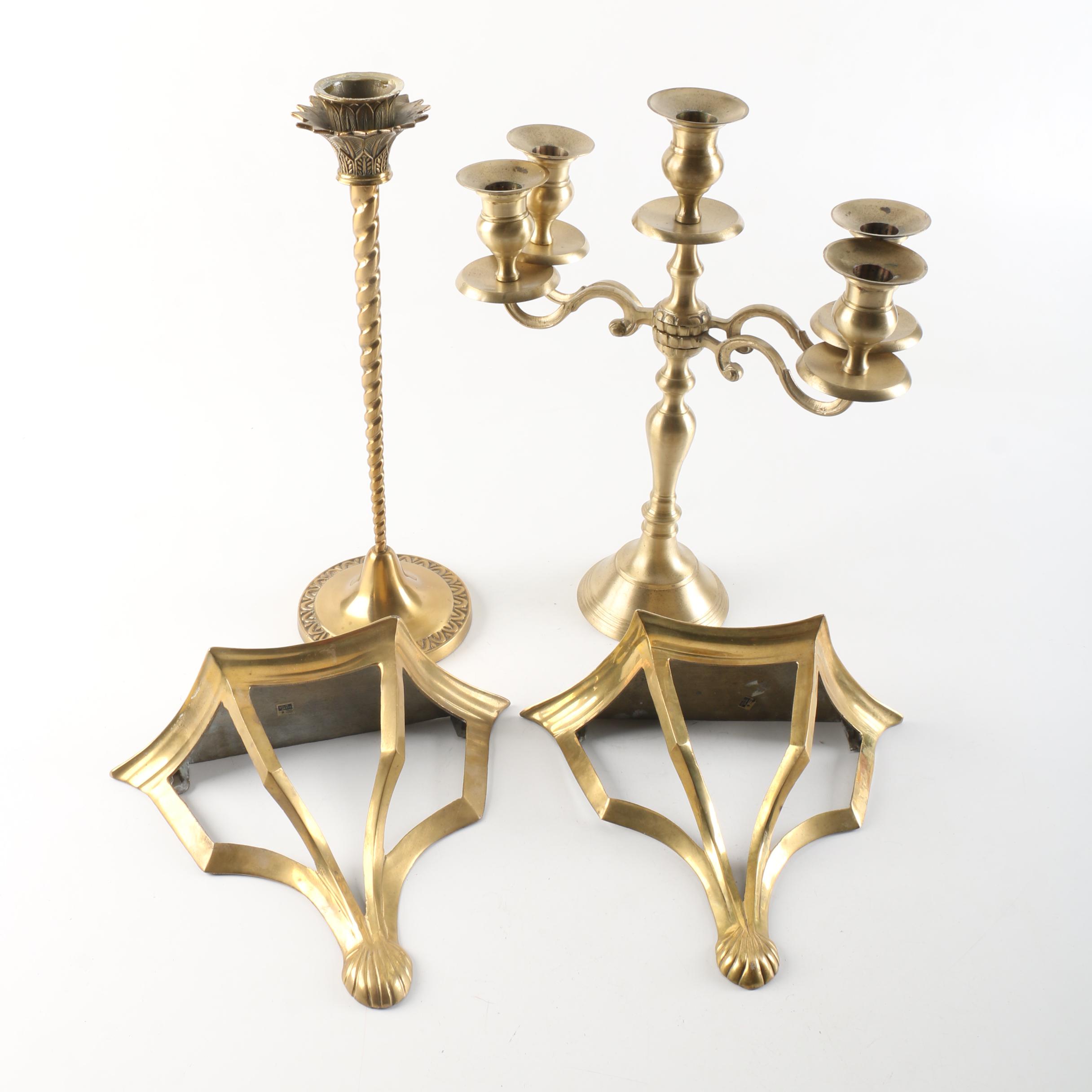 Brass Candle Holders and Decorative Wall Shelves EBTH