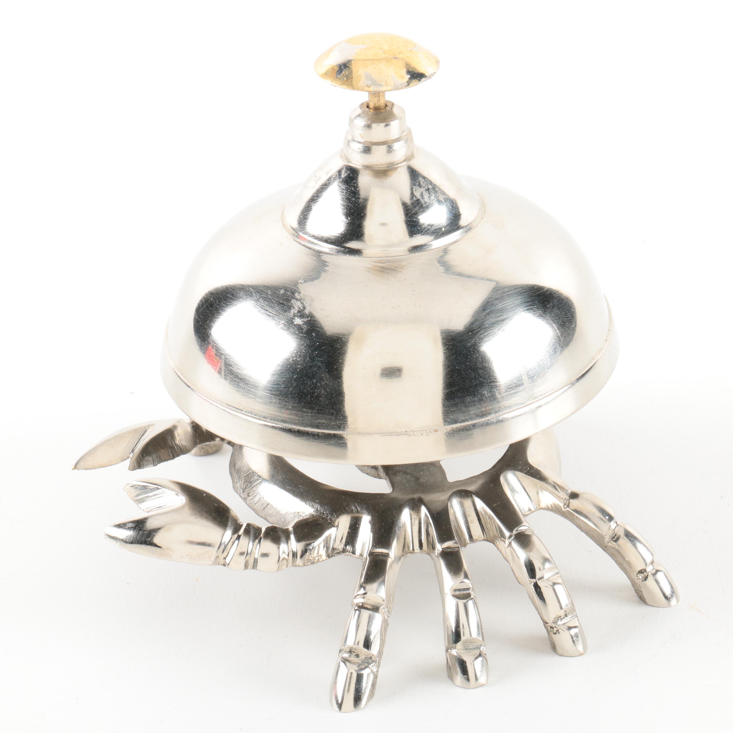 Vintage Silver Tone Metal Crab Reception Desk Bell Ebth