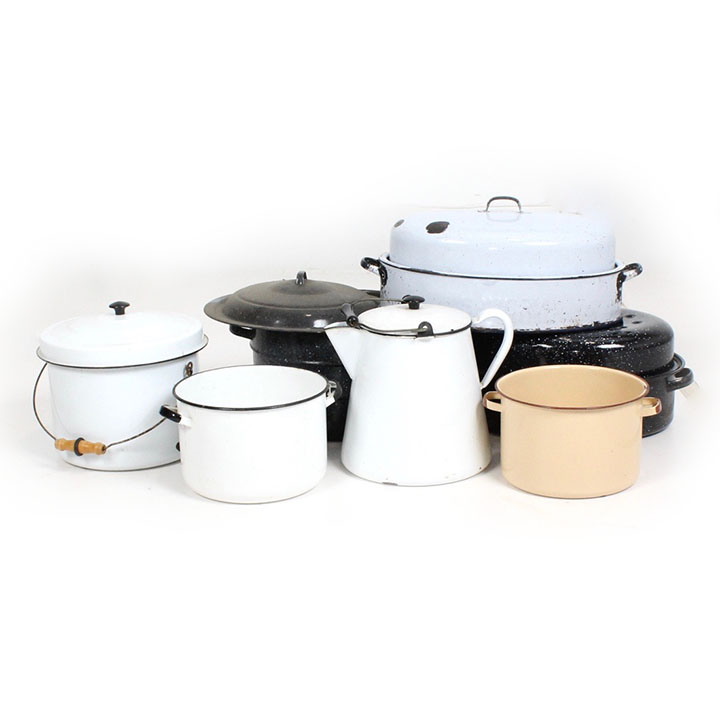Vintage Enamelware Pots and Pans EBTH