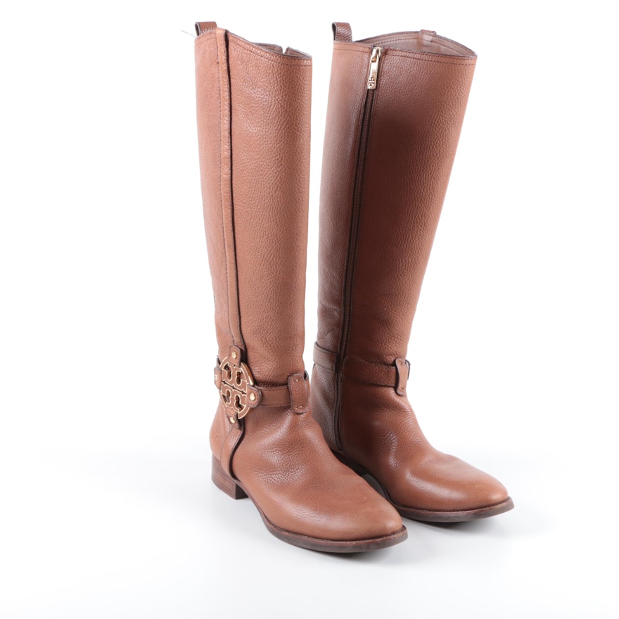 Tory Burch Amanda Brown Leather Riding Boots | EBTH