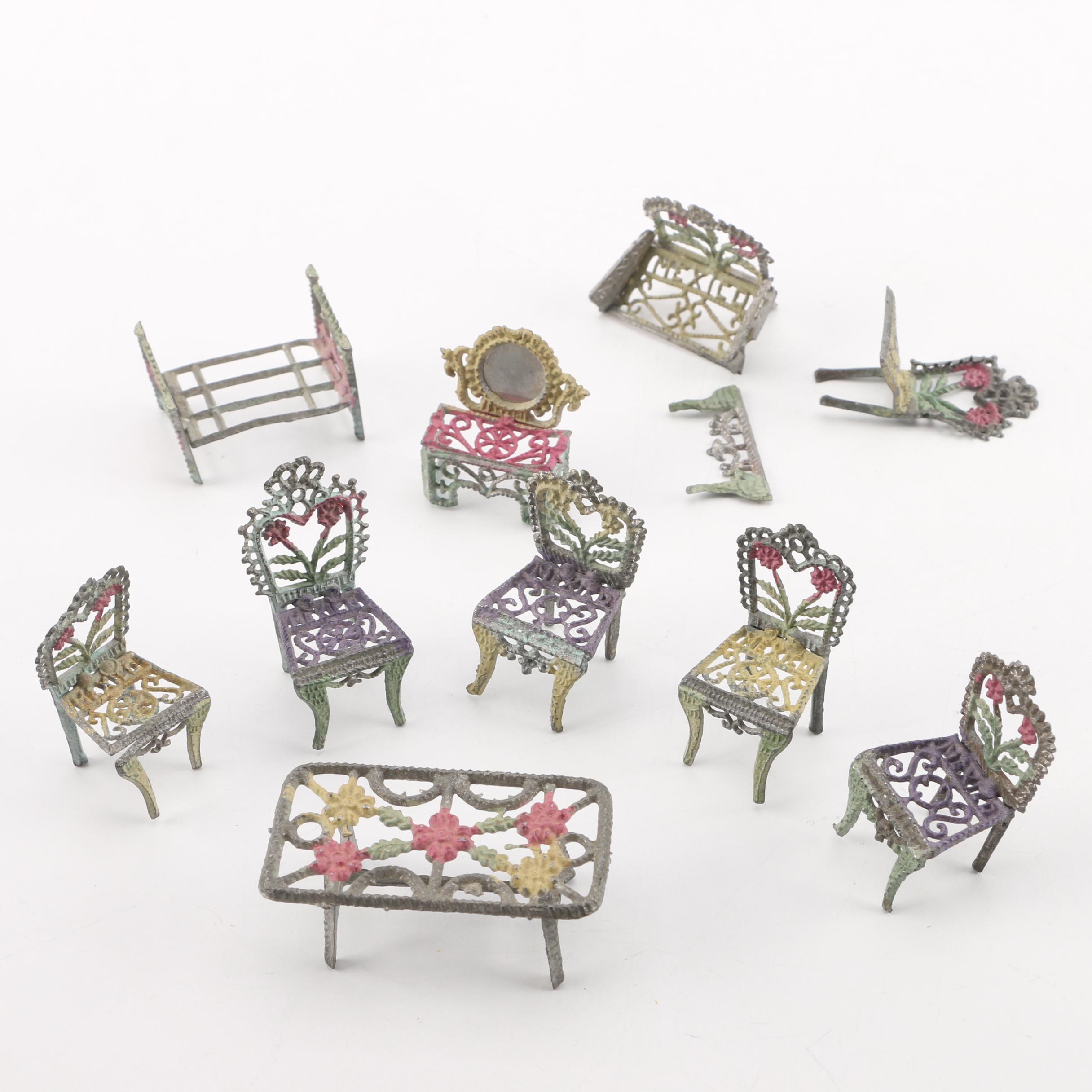 antique metal doll furniture